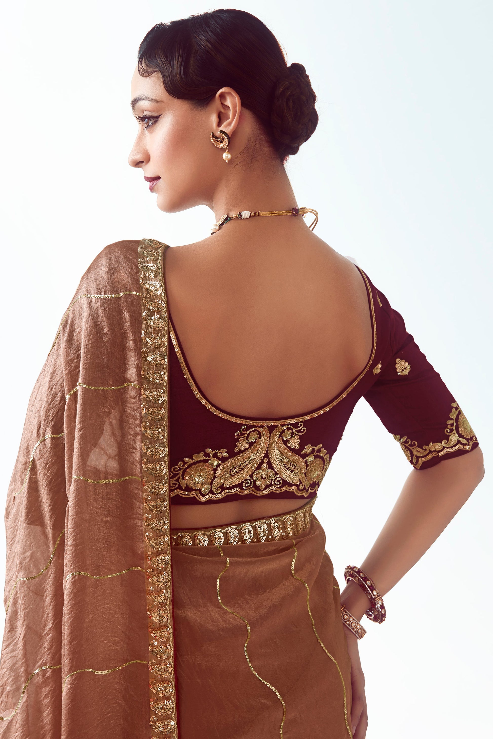 Rose Gold Embroidered Organza Saree-ZB134779_3_SareeButa.com