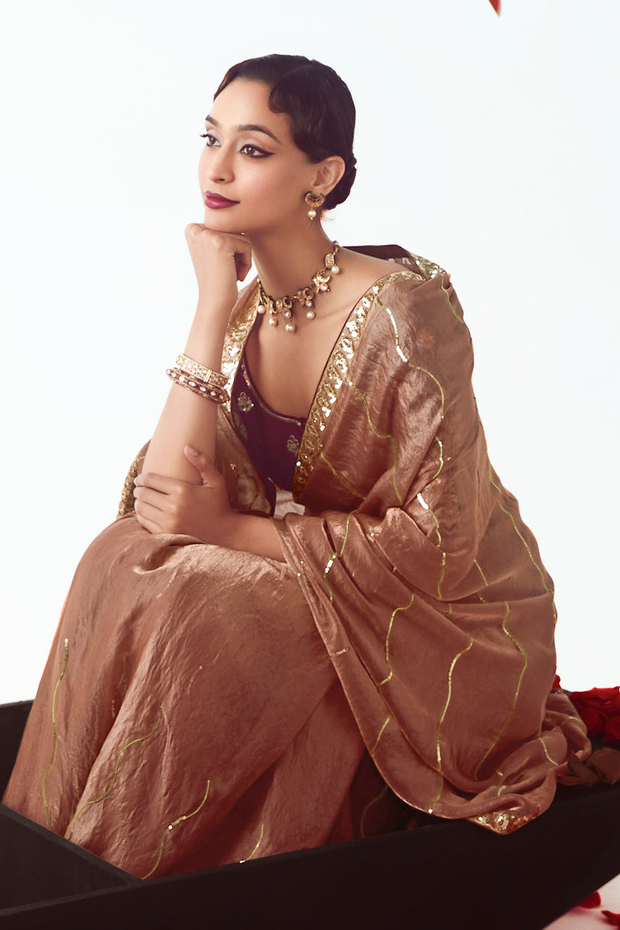 Rose Gold Embroidered Organza Saree-ZB134779_4_SareeButa.com