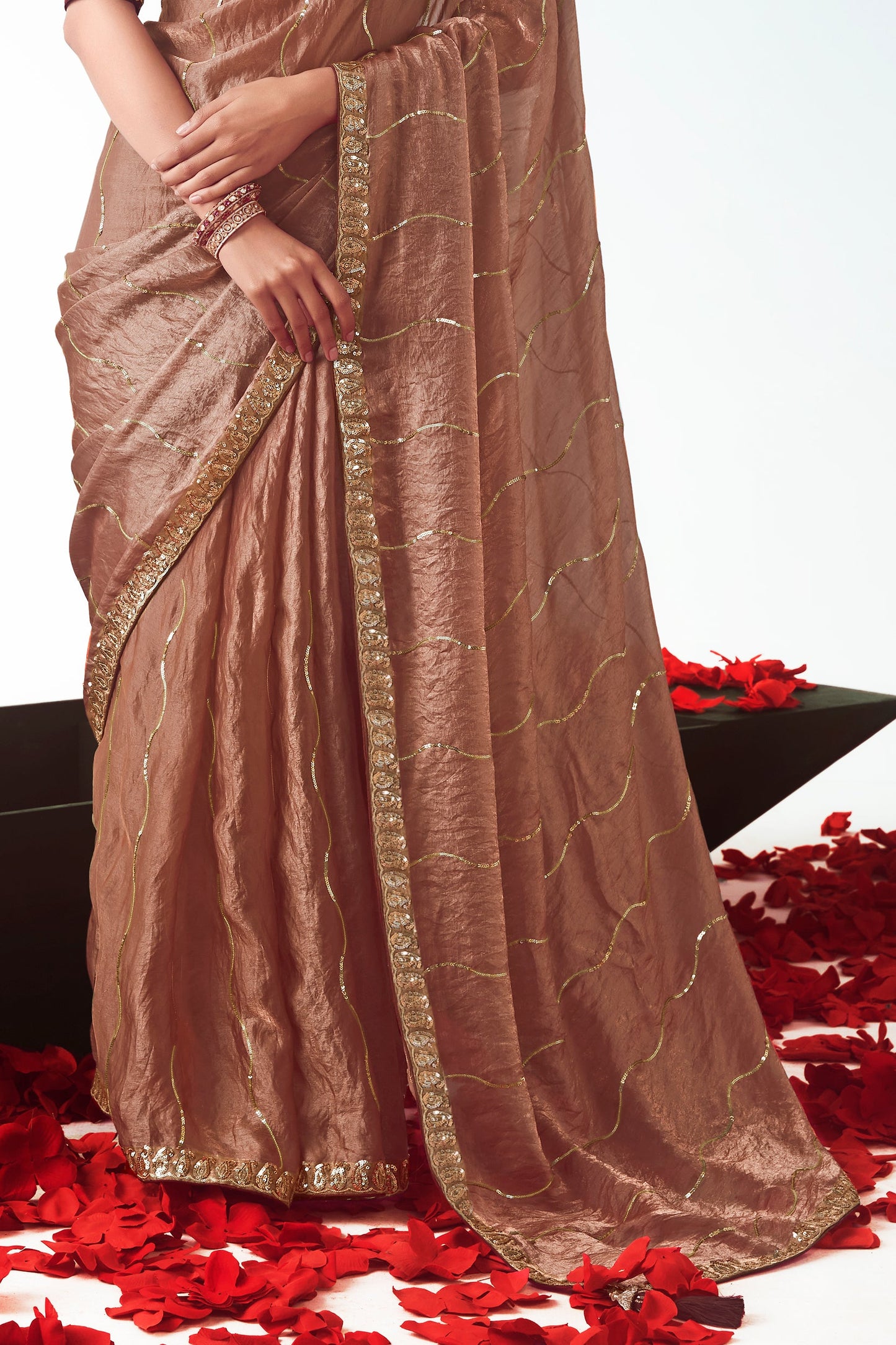 Rose Gold Embroidered Organza Saree-ZB134779_5_SareeButa.com