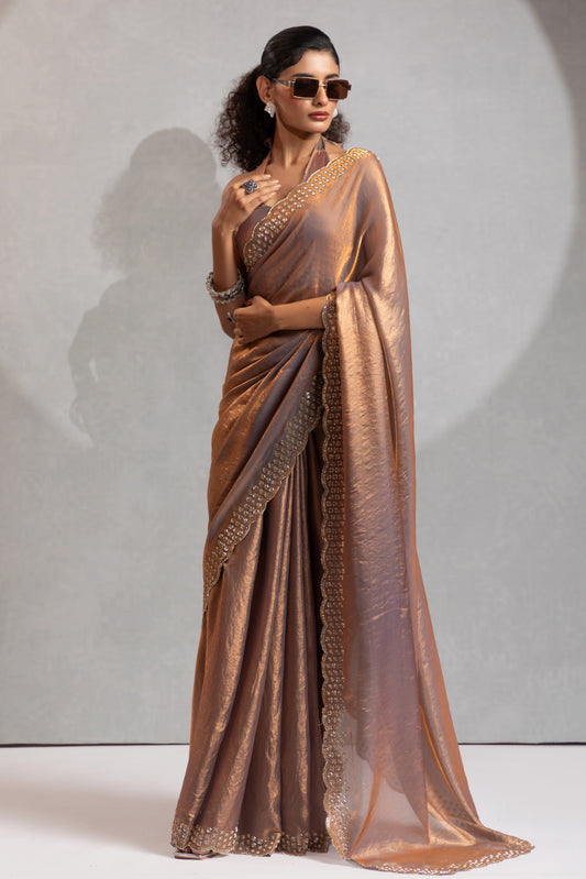 Rose Gold Satin Silk Stone Work Saree-ZB134883_1_SareeButa.com