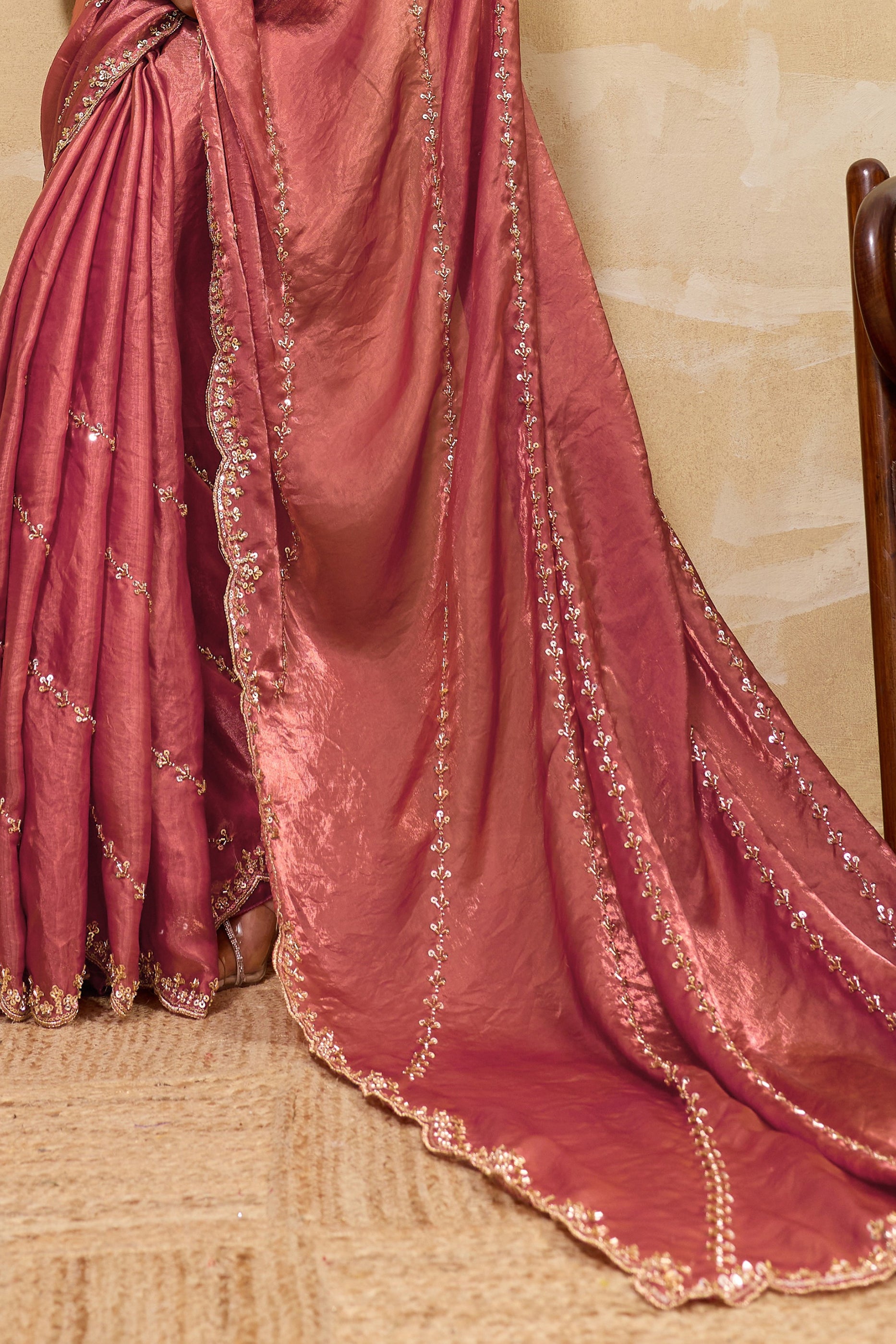 Rose Pink Embroidered Metallic Satin Saree-SAR12529_5_SareeButa.com