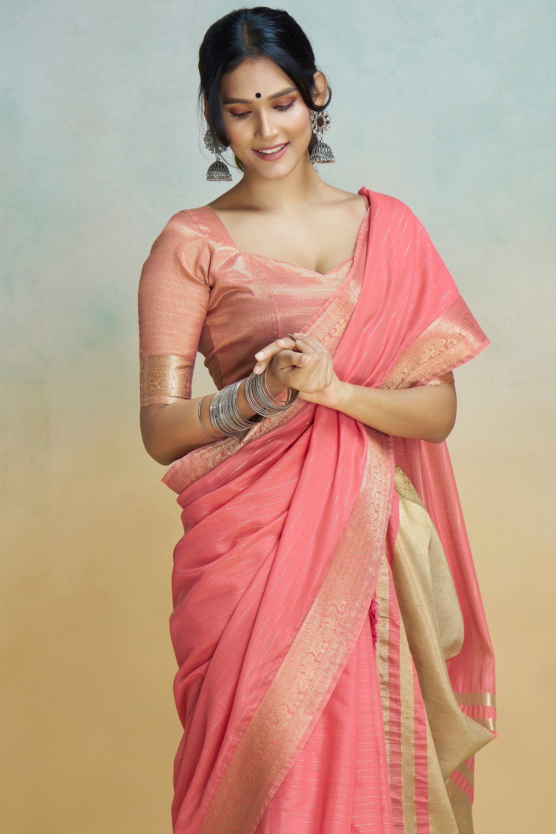 Rose Pink Printed Khadi Silk Saree-ZB134474_3_SareeButa.com