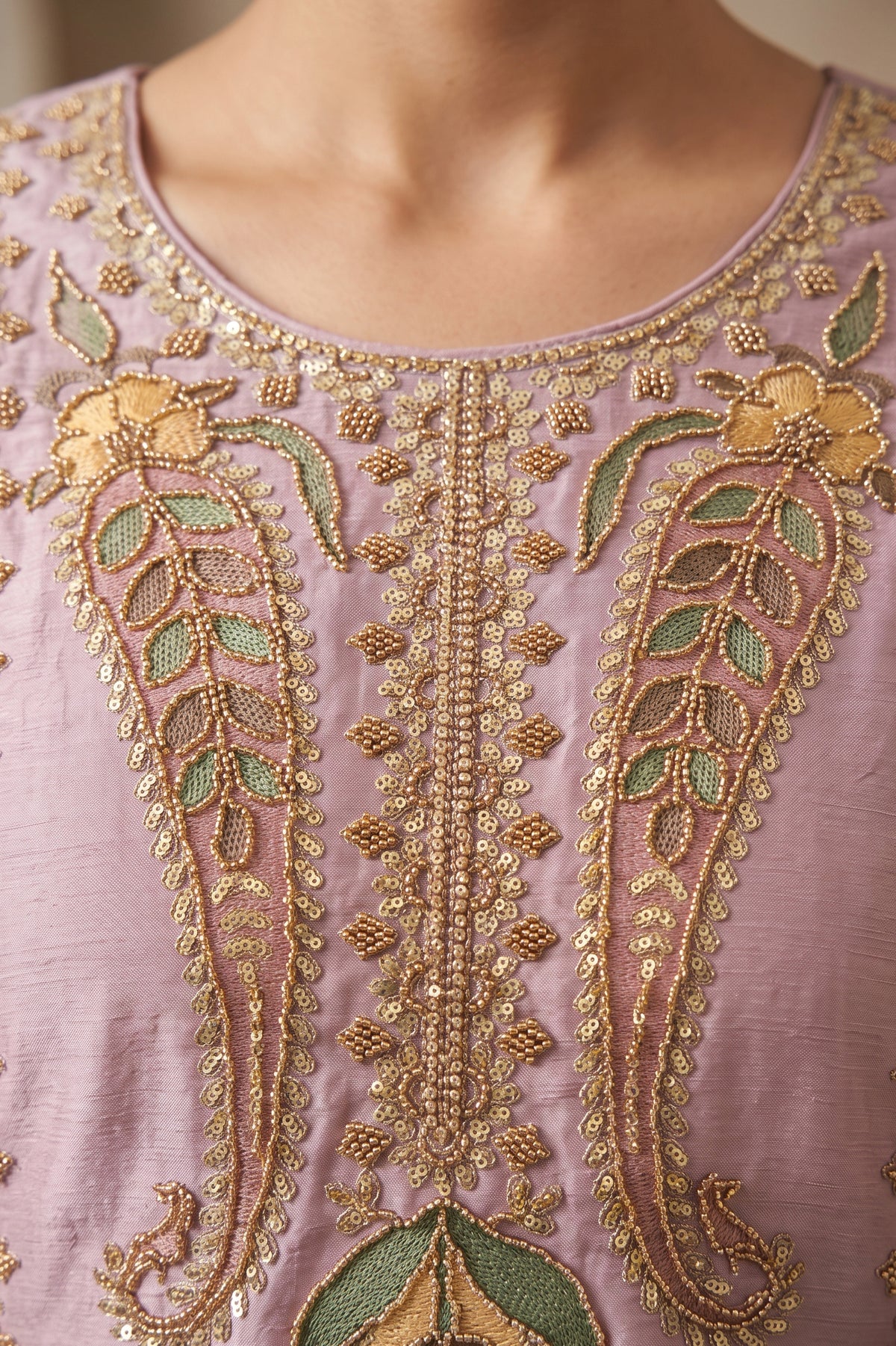 Rose Pink Readymade Bead Work Chinon Palazzo Suit-SAR13564_3_SareeButa.com