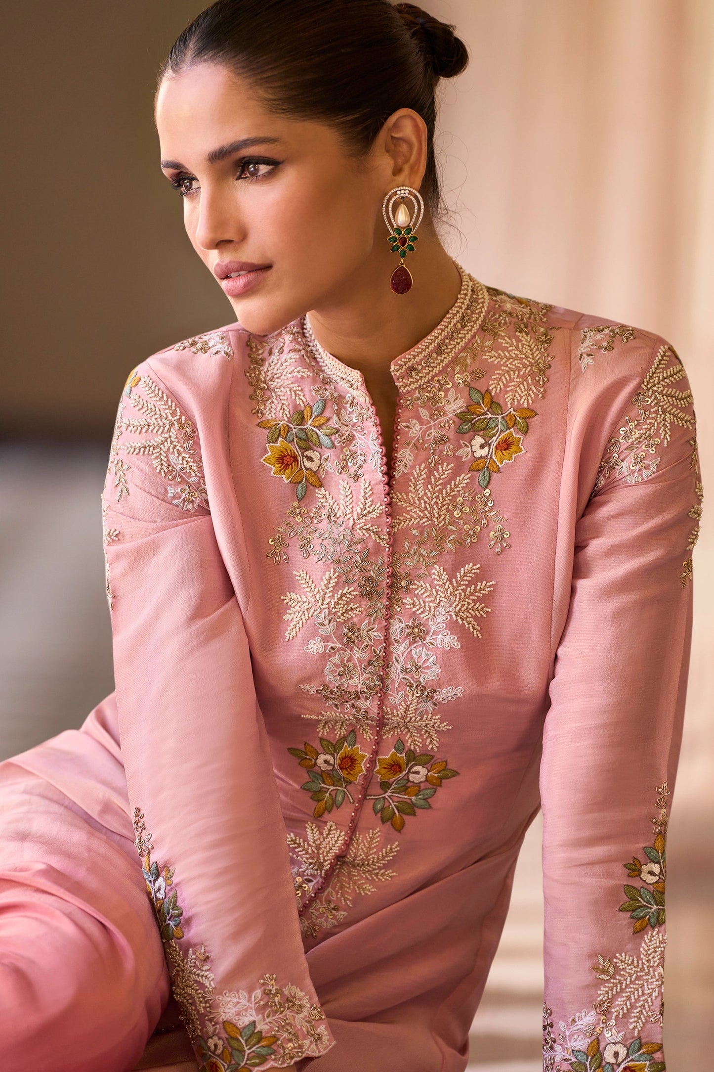 Rose Pink Readymade Chinon Palazzo Set-SAR10946_2_SareeButa.com