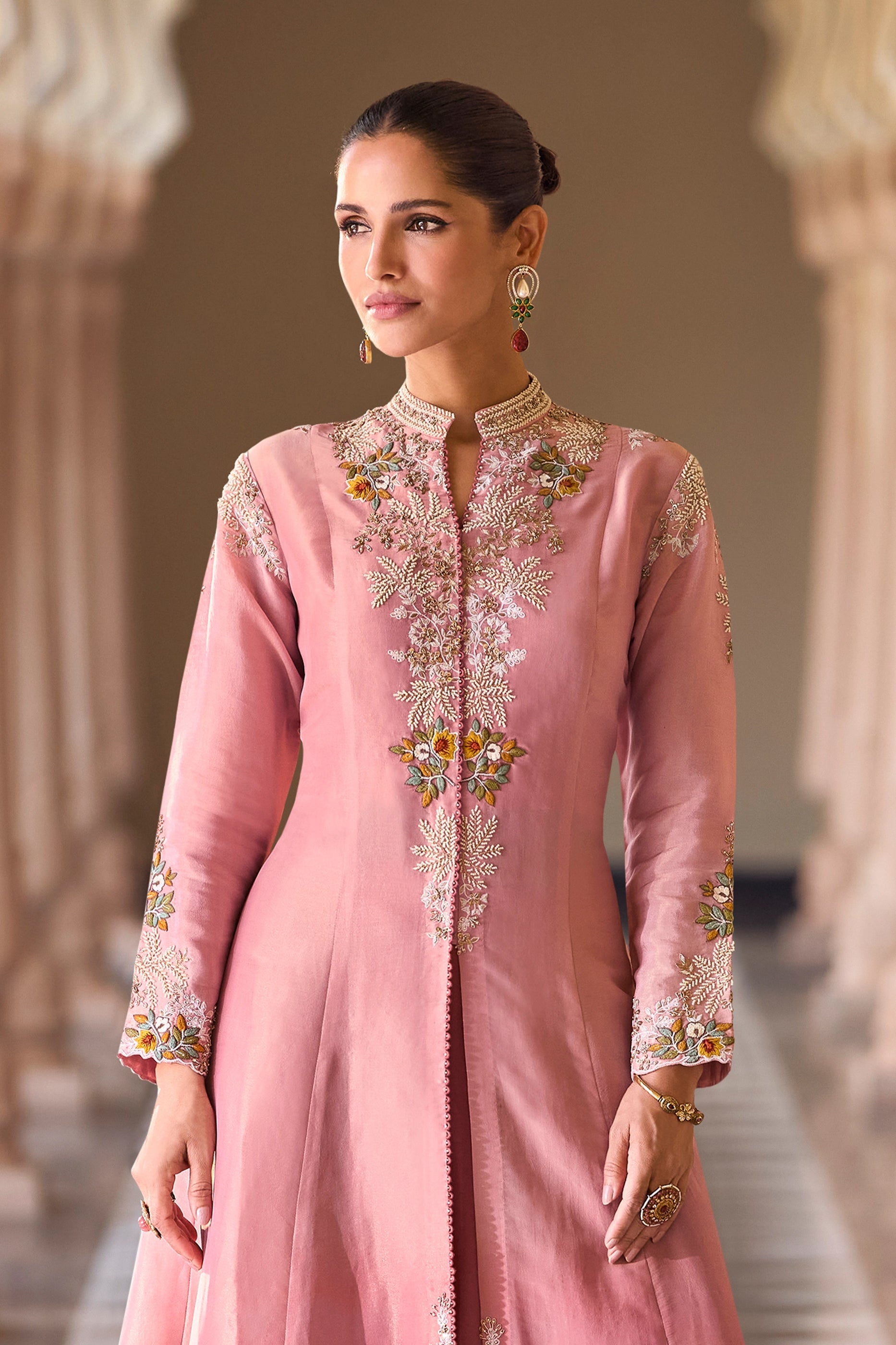 Rose Pink Readymade Chinon Palazzo Set-SAR10946_3_SareeButa.com