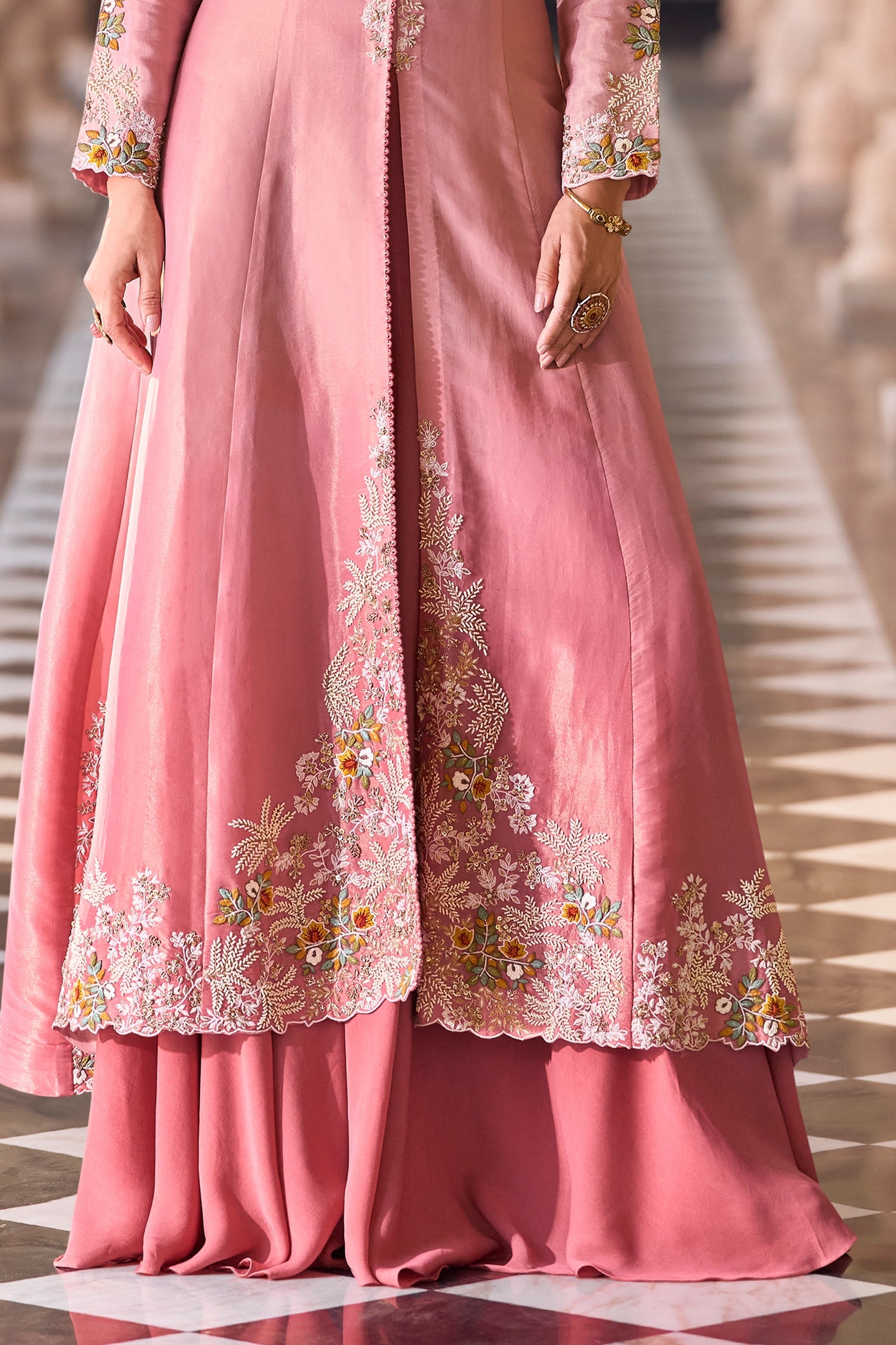 Rose Pink Readymade Chinon Palazzo Set-SAR10946_4_SareeButa.com