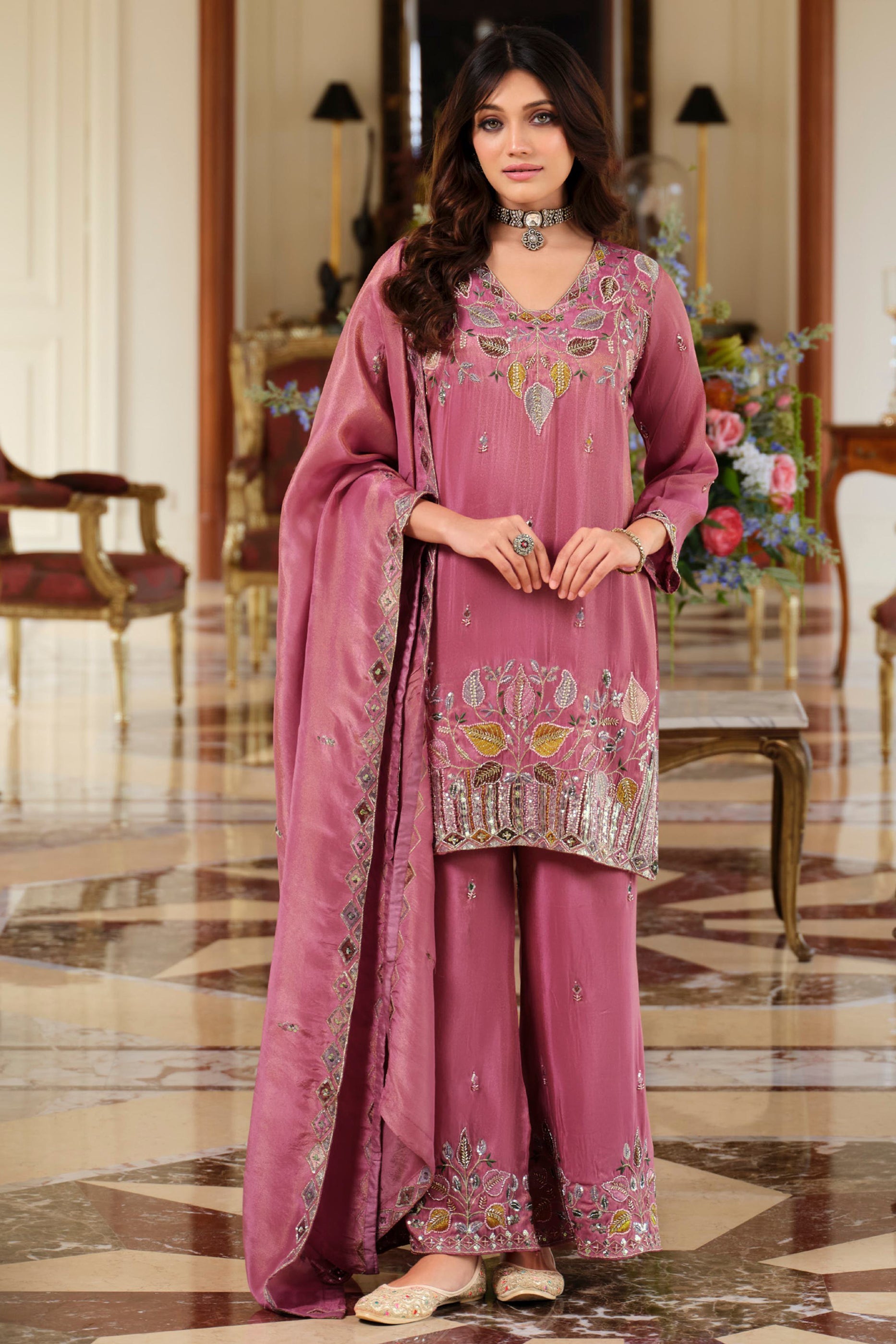 Rose Pink Readymade Embroidered Simar Silk Suit-SAR12010_1_SareeButa.com
