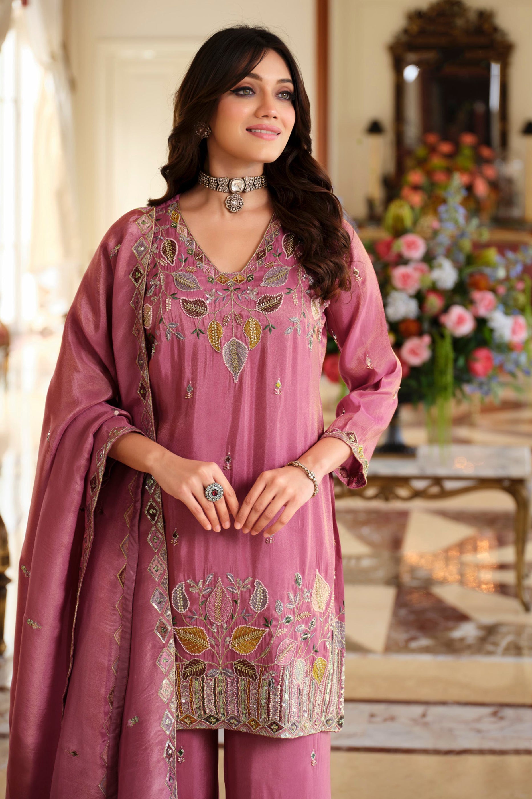Rose Pink Readymade Embroidered Simar Silk Suit-SAR12010_2_SareeButa.com