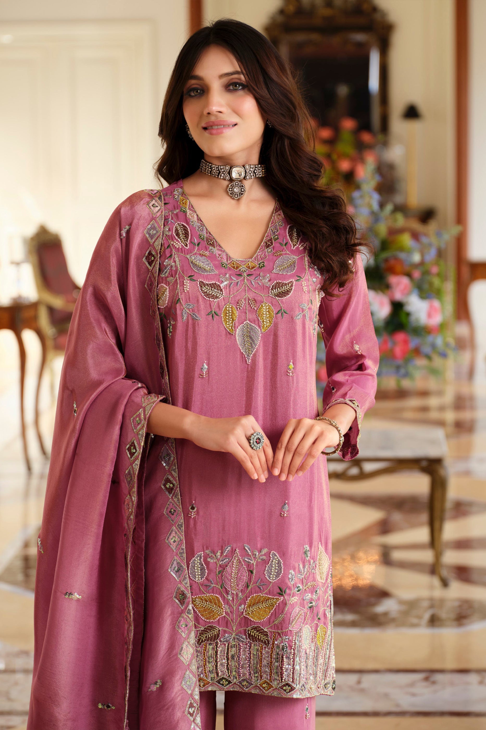 Rose Pink Readymade Embroidered Simar Silk Suit-SAR12010_3_SareeButa.com