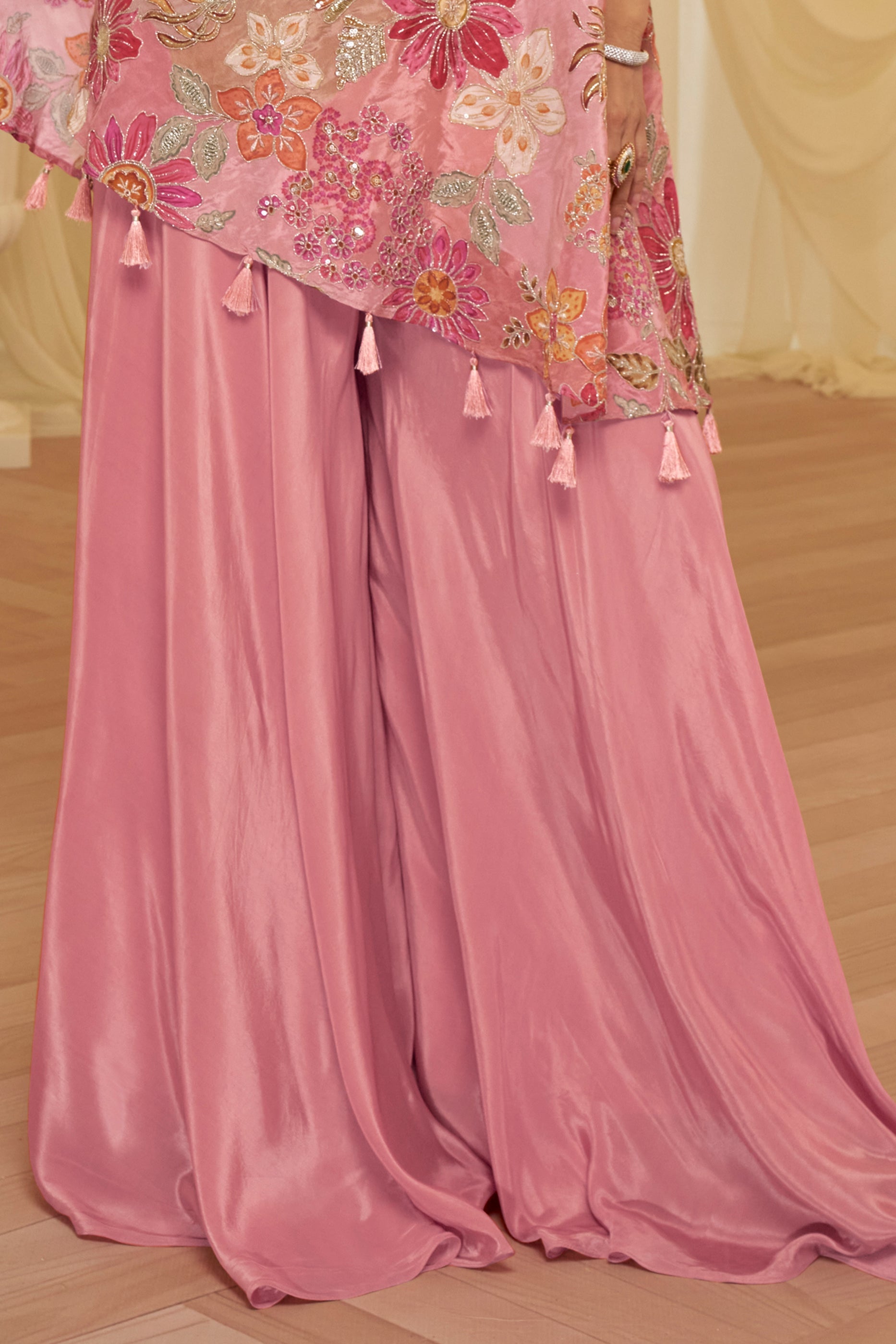 Rose Pink Readymade One Shoulder Palazzo Set-SAR12061_5_SareeButa.com