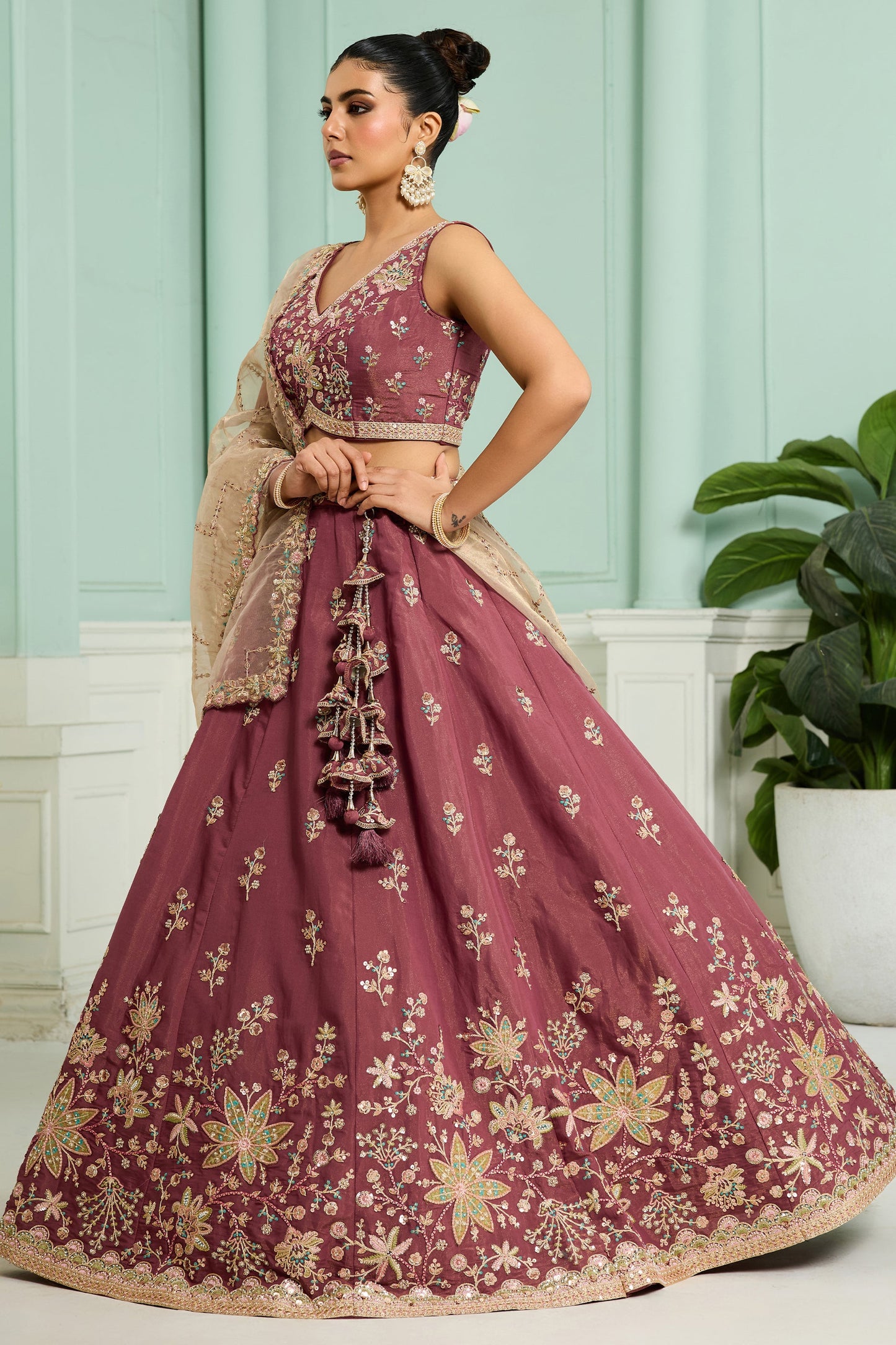 Rosegold Semi-Stitched Embroidered Georgette Lehenga-SAR10697_5_SareeButa.com