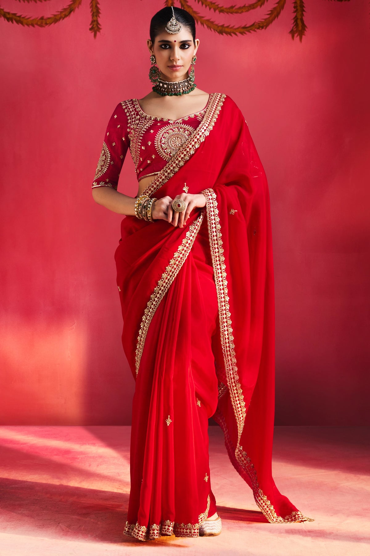 Rosette Red Embroidered Silk Saree-SAR13305_1_SareeButa.com