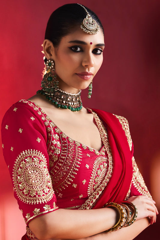 Rosette Red Embroidered Silk Saree-SAR13305_2_SareeButa.com