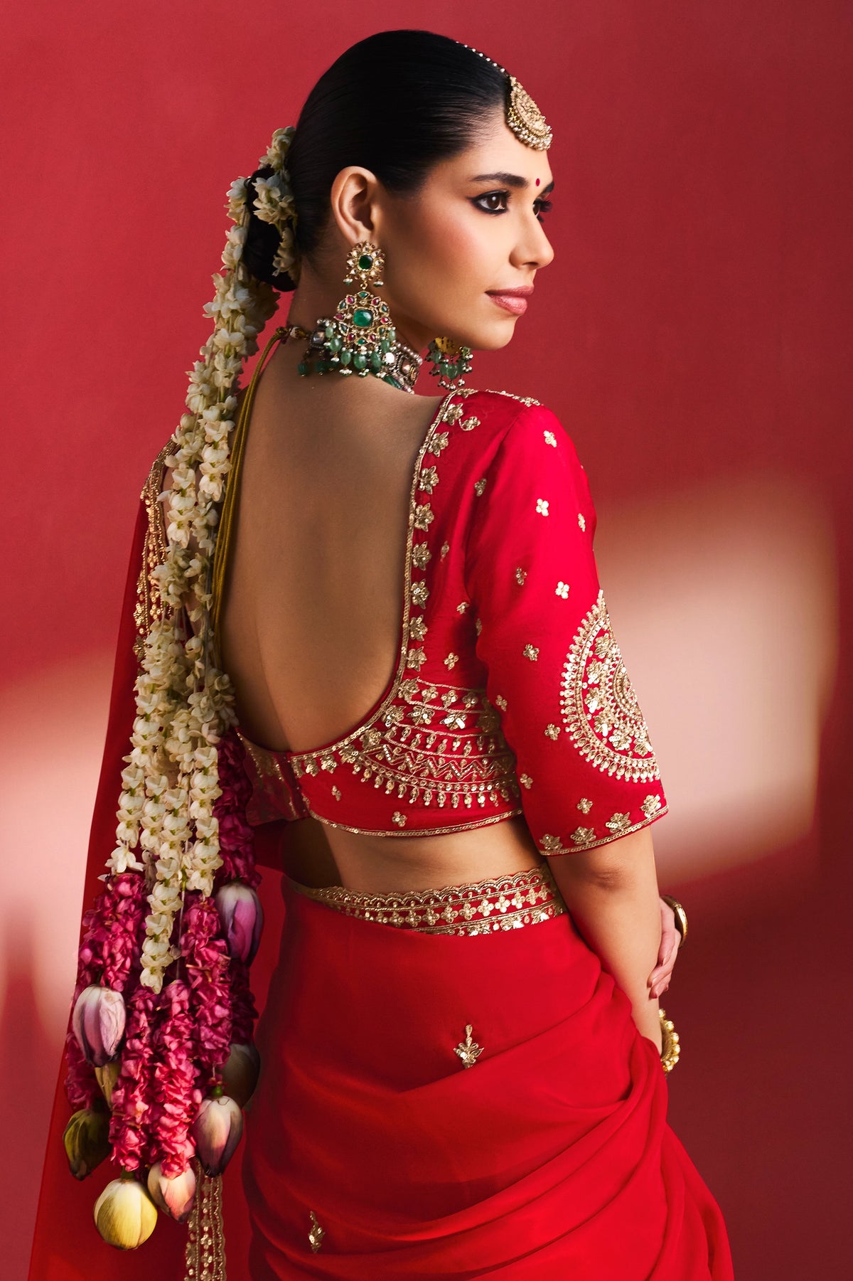 Rosette Red Embroidered Silk Saree-SAR13305_3_SareeButa.com