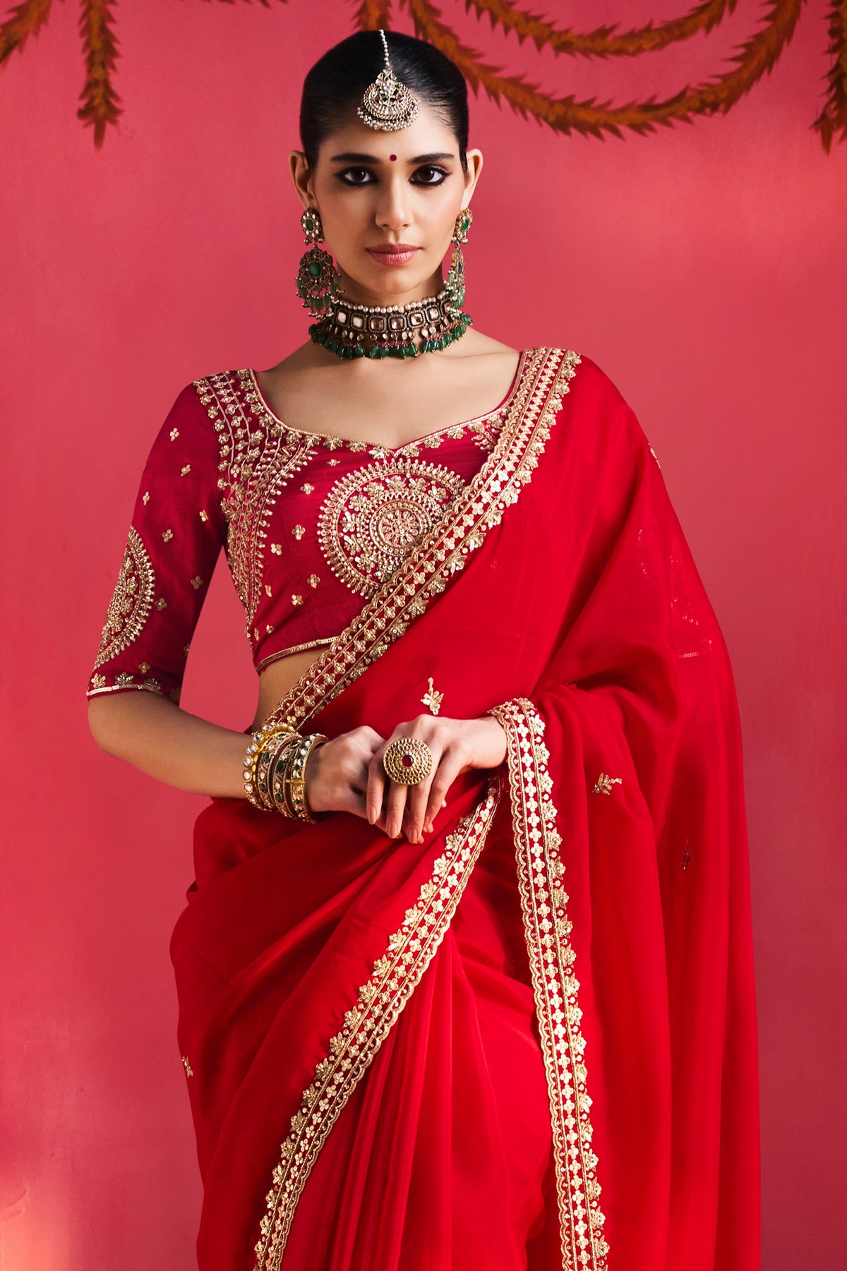 Rosette Red Embroidered Silk Saree-SAR13305_5_SareeButa.com