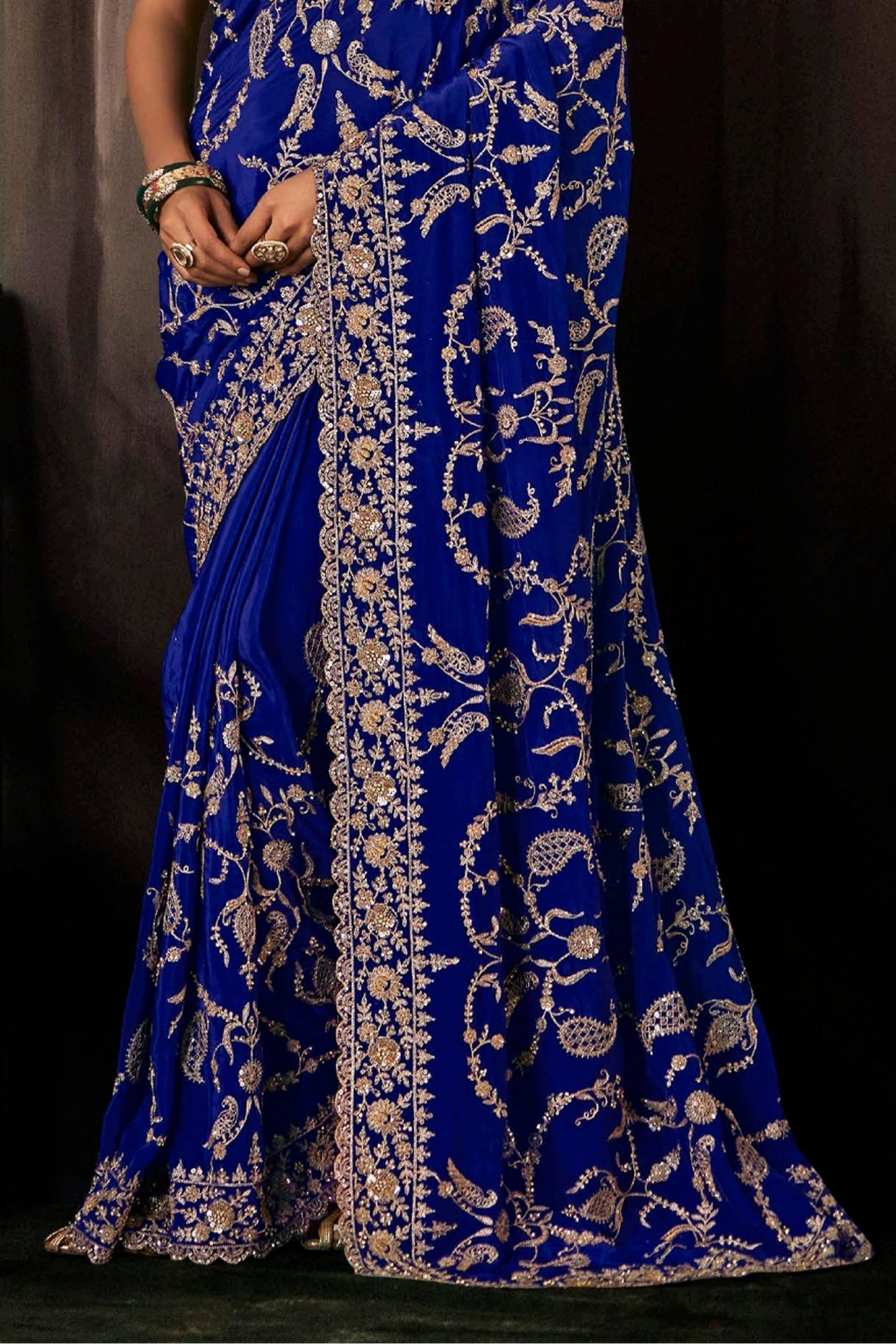 Royal Blue Embroidered Crepe Silk Saree-SAR11118_4_SareeButa.com