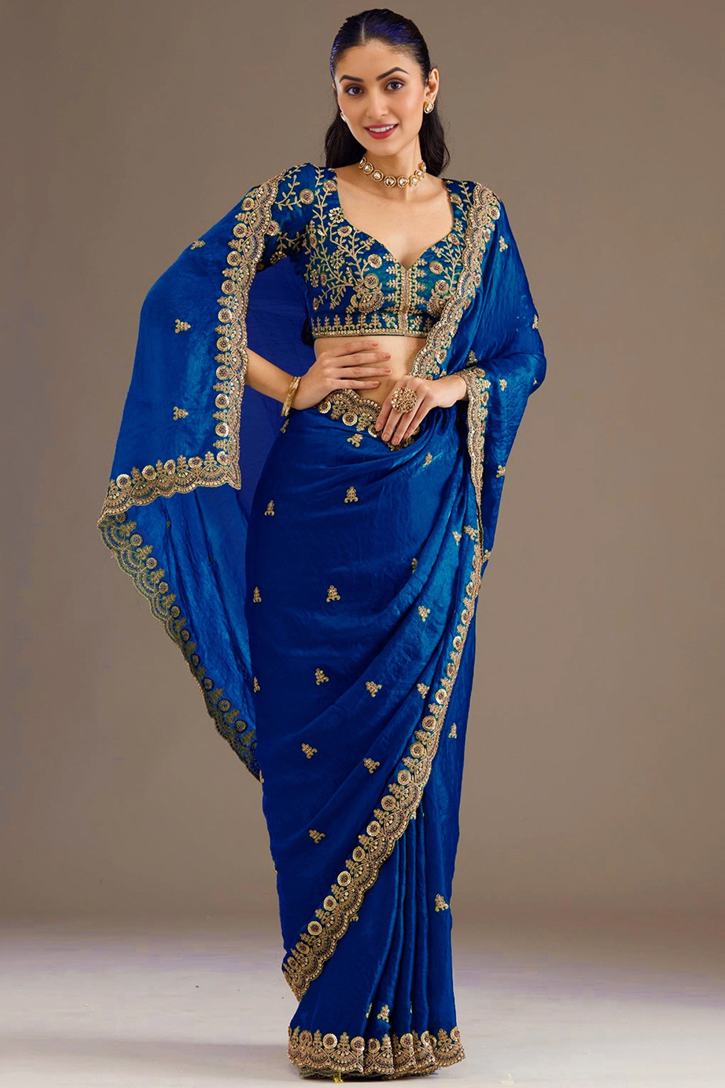 Royal Blue Embroidered Tissue Saree-SAR12575_1_SareeButa.com