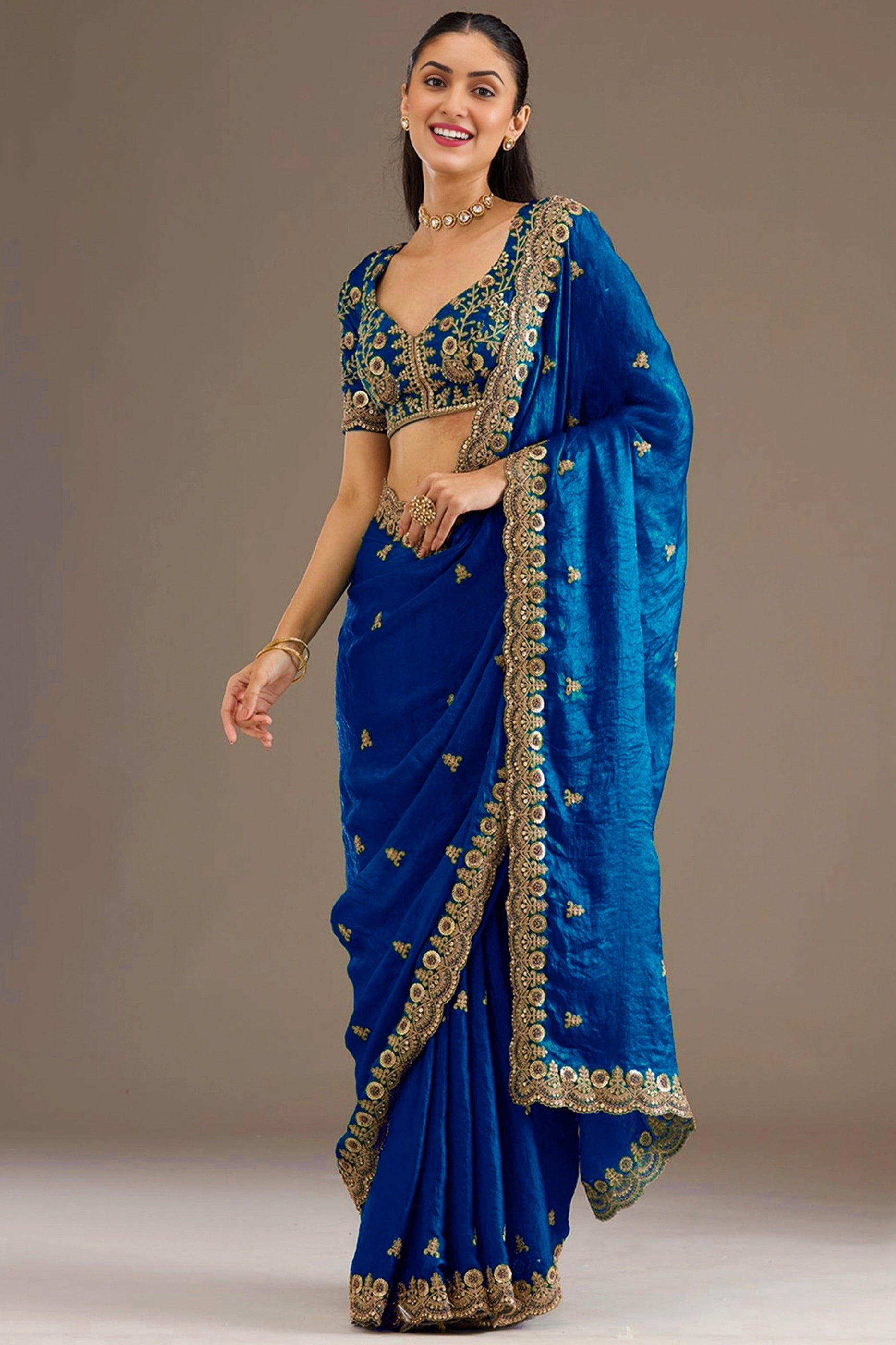 Royal Blue Embroidered Tissue Saree-SAR12575_3_SareeButa.com