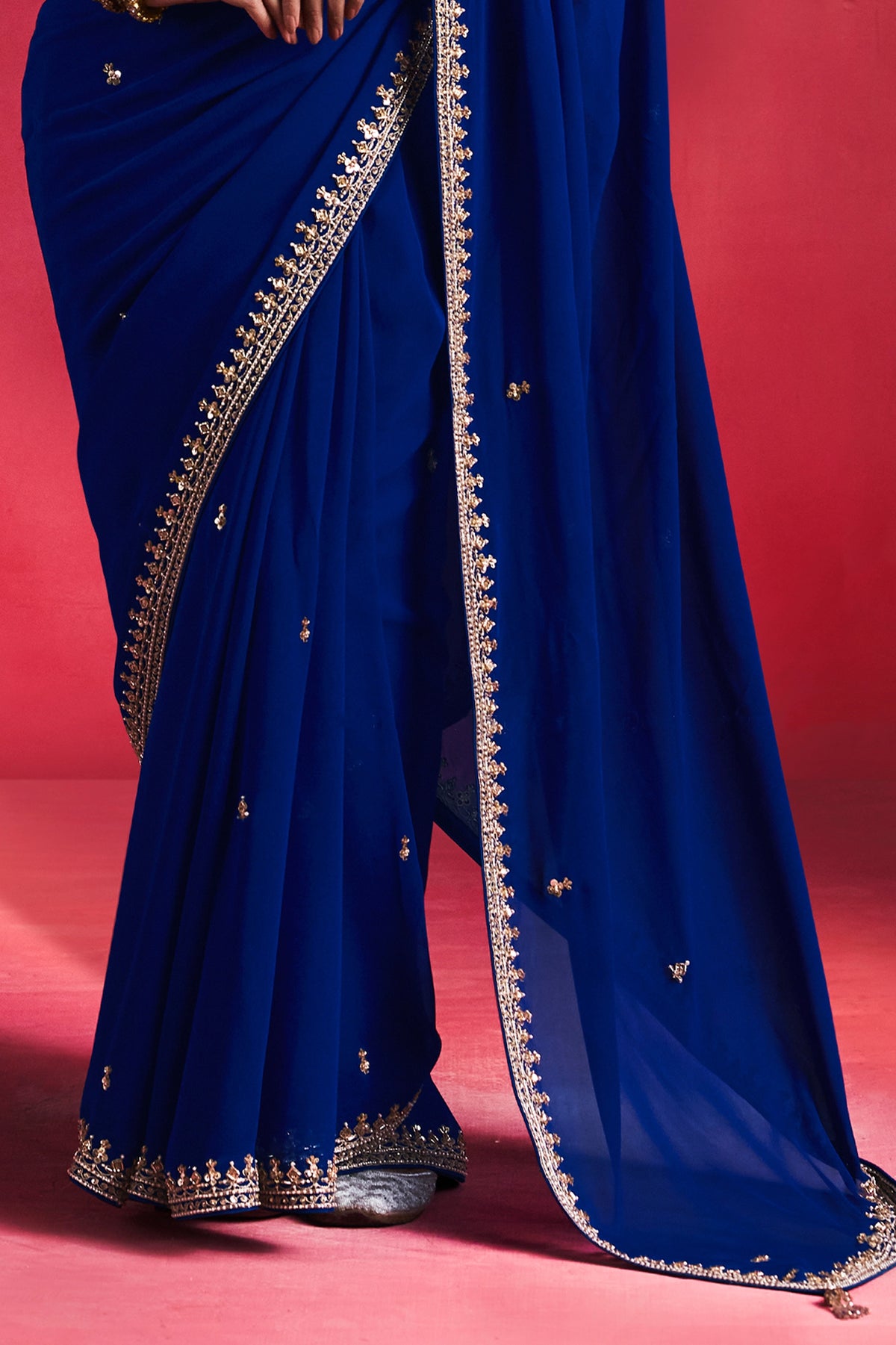Royal Blue Embroidered Viscose Georgette Saree-SAR13307_7_SareeButa.com