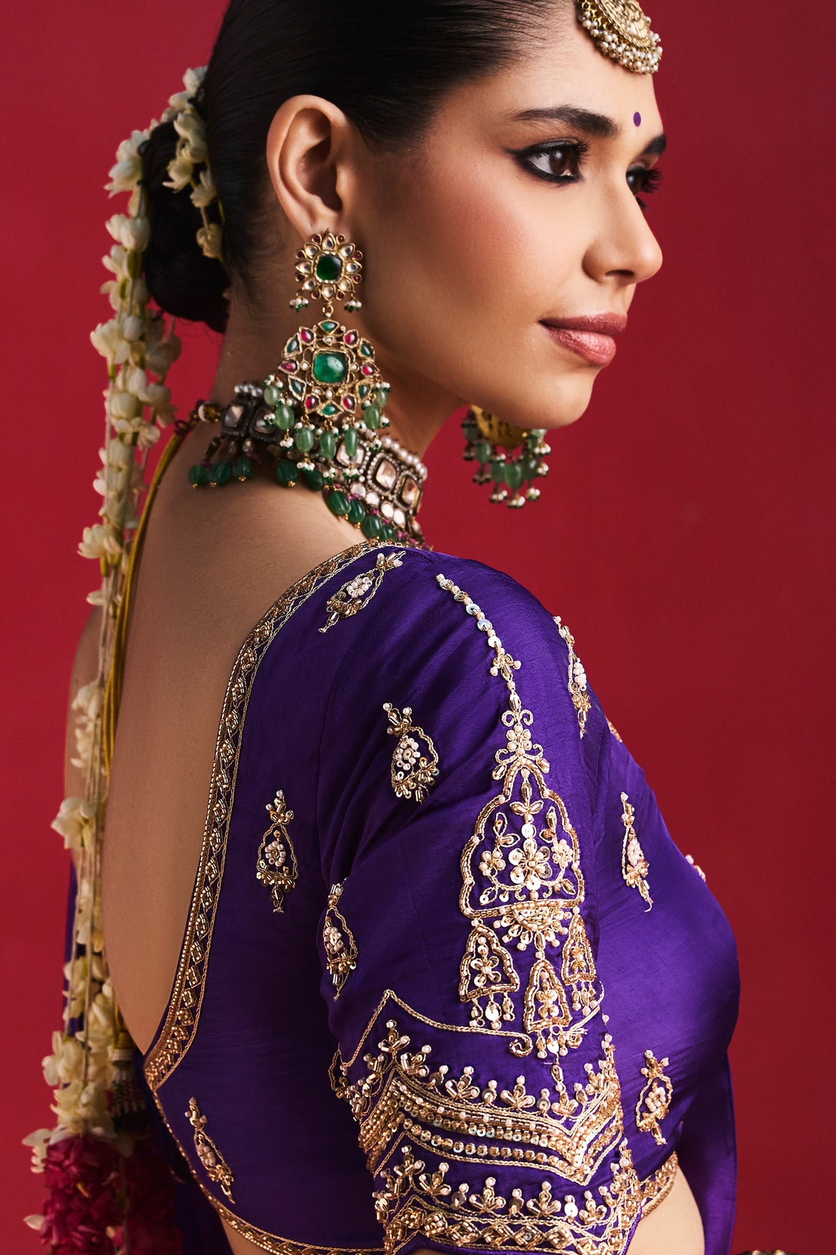 Royal Blue Natural Crepe Embroidered Saree-SAR13302_2_SareeButa.com