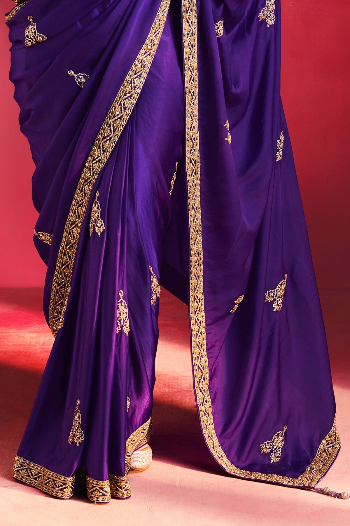 Royal Blue Natural Crepe Embroidered Saree-SAR13302_6_SareeButa.com