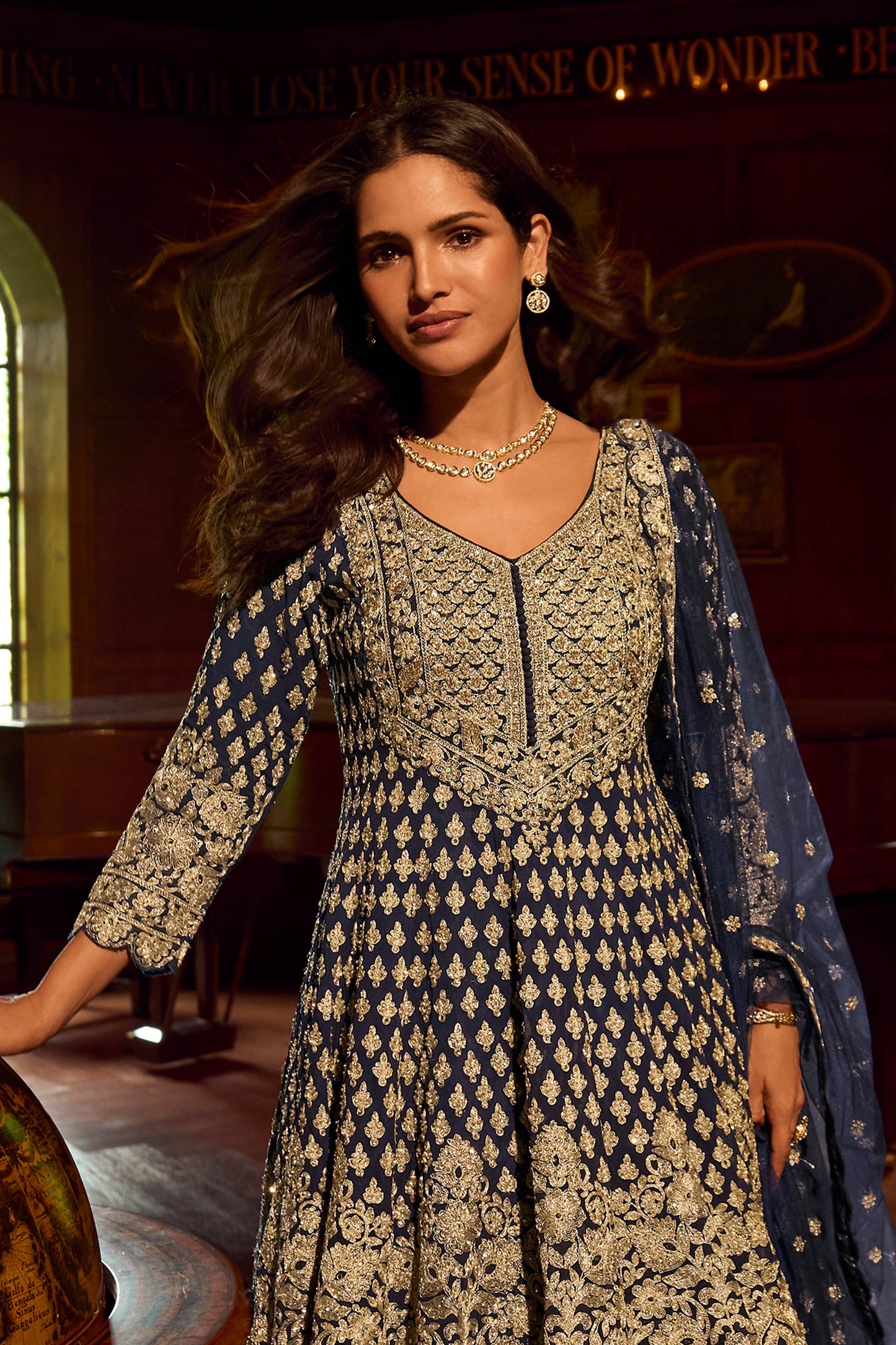 Royal Blue Readymade Heavy Work Georgette Skirt Suit-SAR11556_4_SareeButa.com