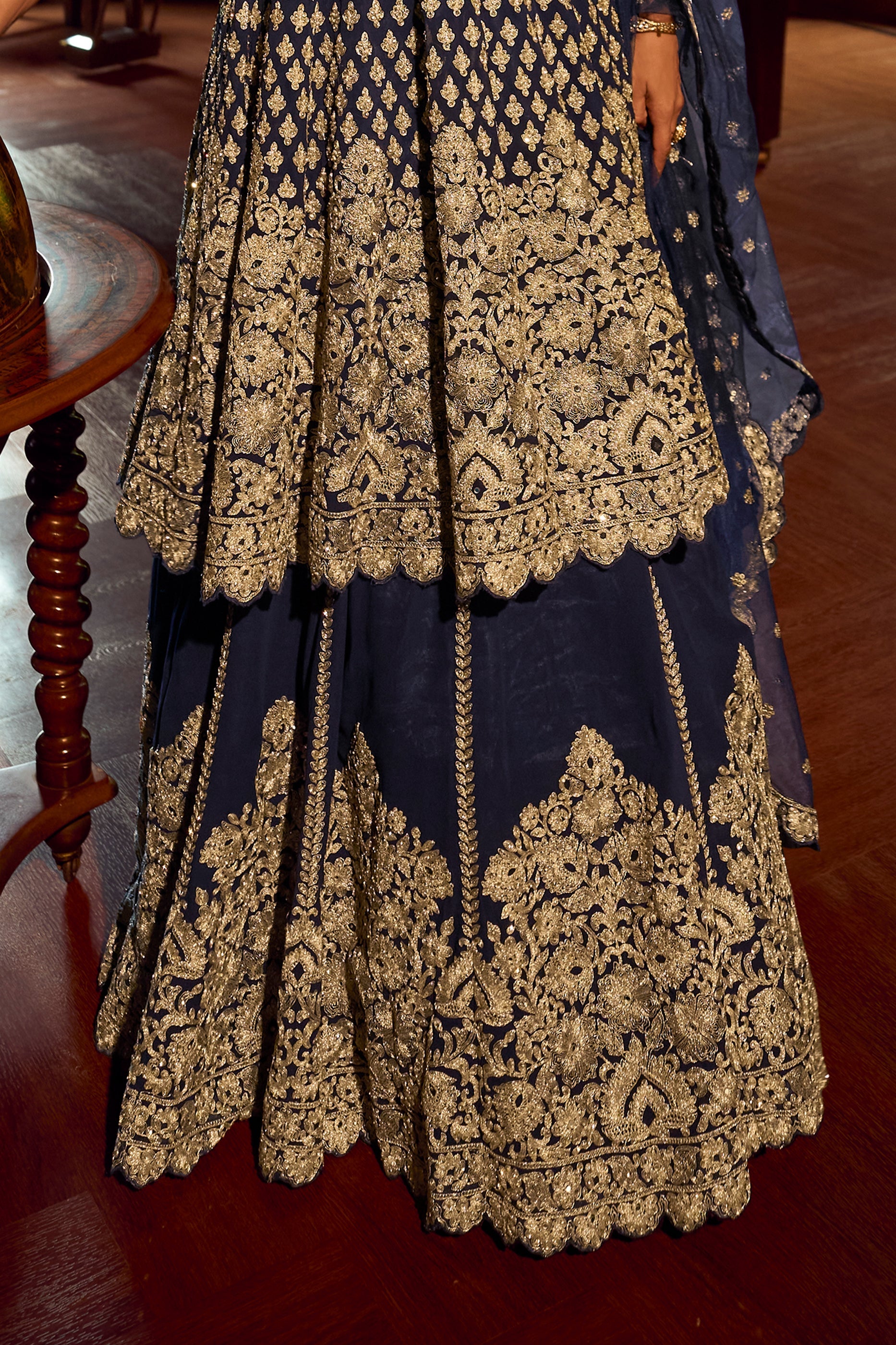 Royal Blue Readymade Heavy Work Georgette Skirt Suit-SAR11556_5_SareeButa.com