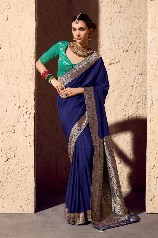 Royal Blue Woven Crepe Georgette Saree-SAR10996_1_SareeButa.com