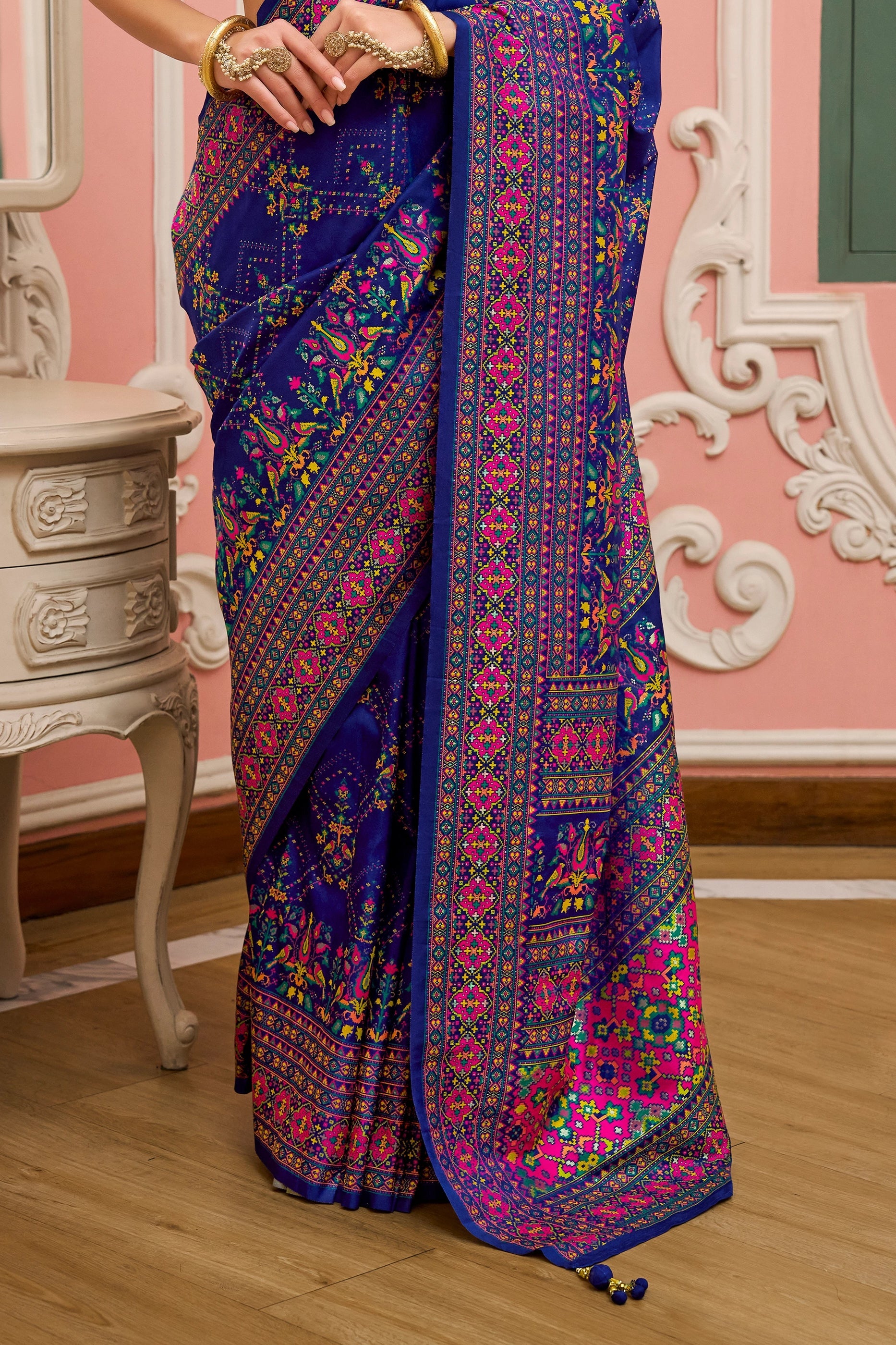 Royal Blue Woven Kashmiri Silk Saree-SAR11342_5_SareeButa.com