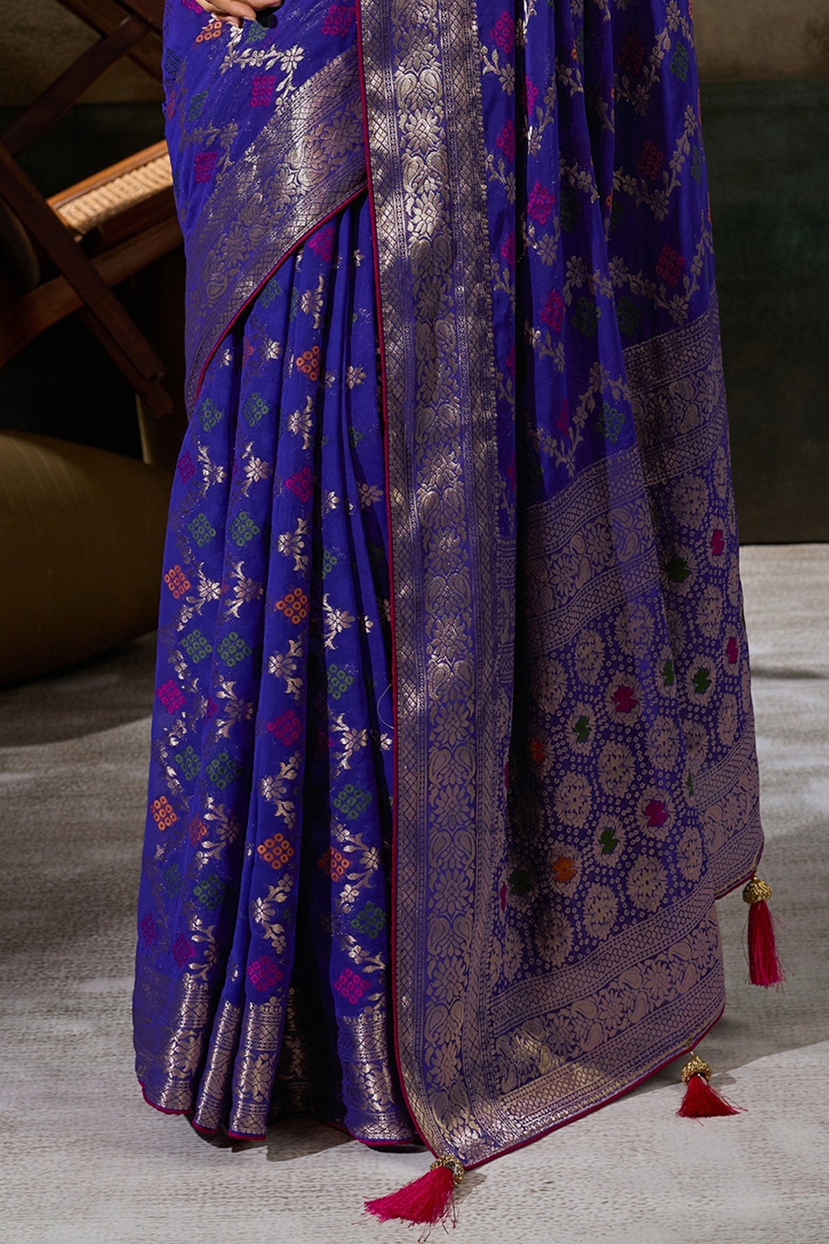 Royal Blue Woven Meenakari Khadi Georgette Saree-SAR13311_5_SareeButa.com