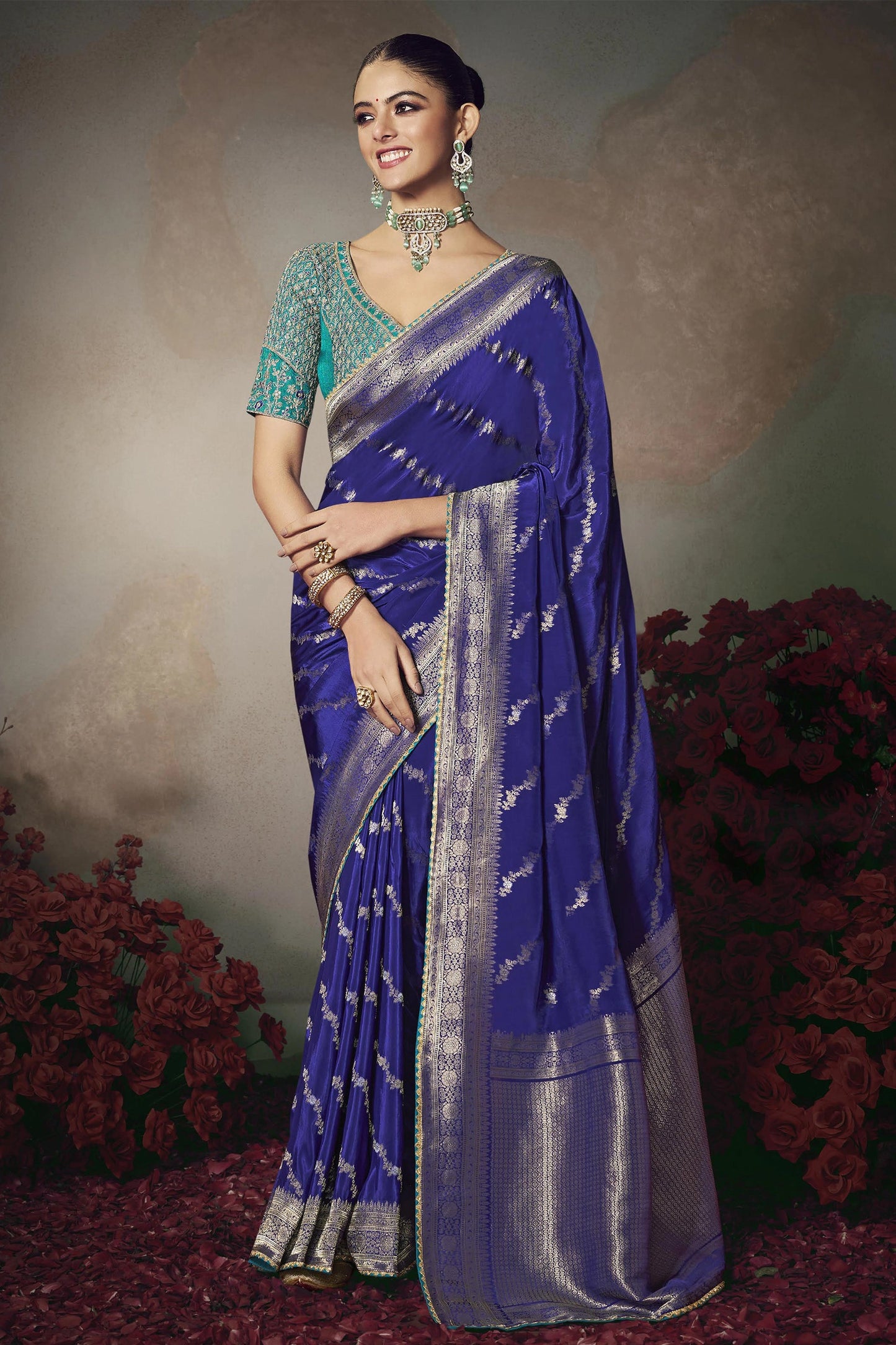 Royal Blue Woven Silk Saree-SAR11600_1_SareeButa.com