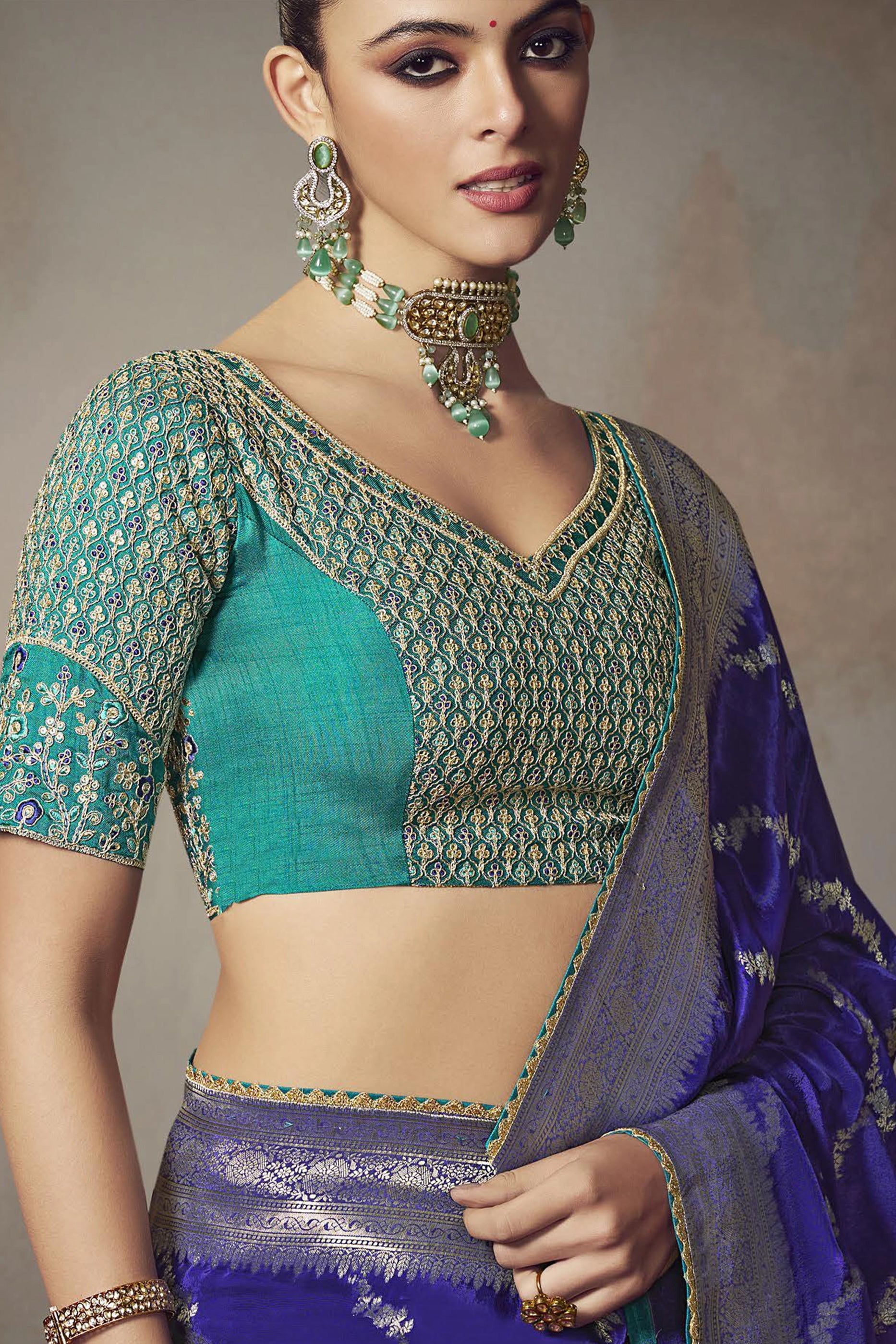 Royal Blue Woven Silk Saree-SAR11600_2_SareeButa.com