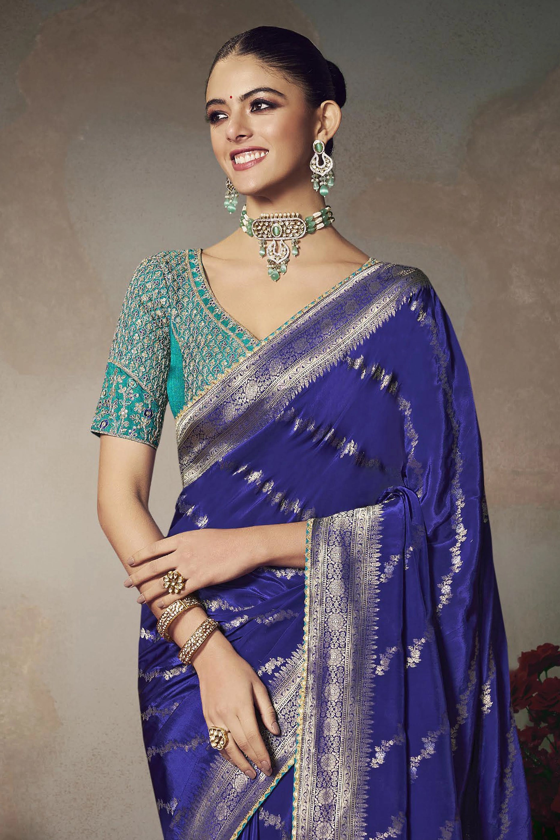 Royal Blue Woven Silk Saree-SAR11600_4_SareeButa.com
