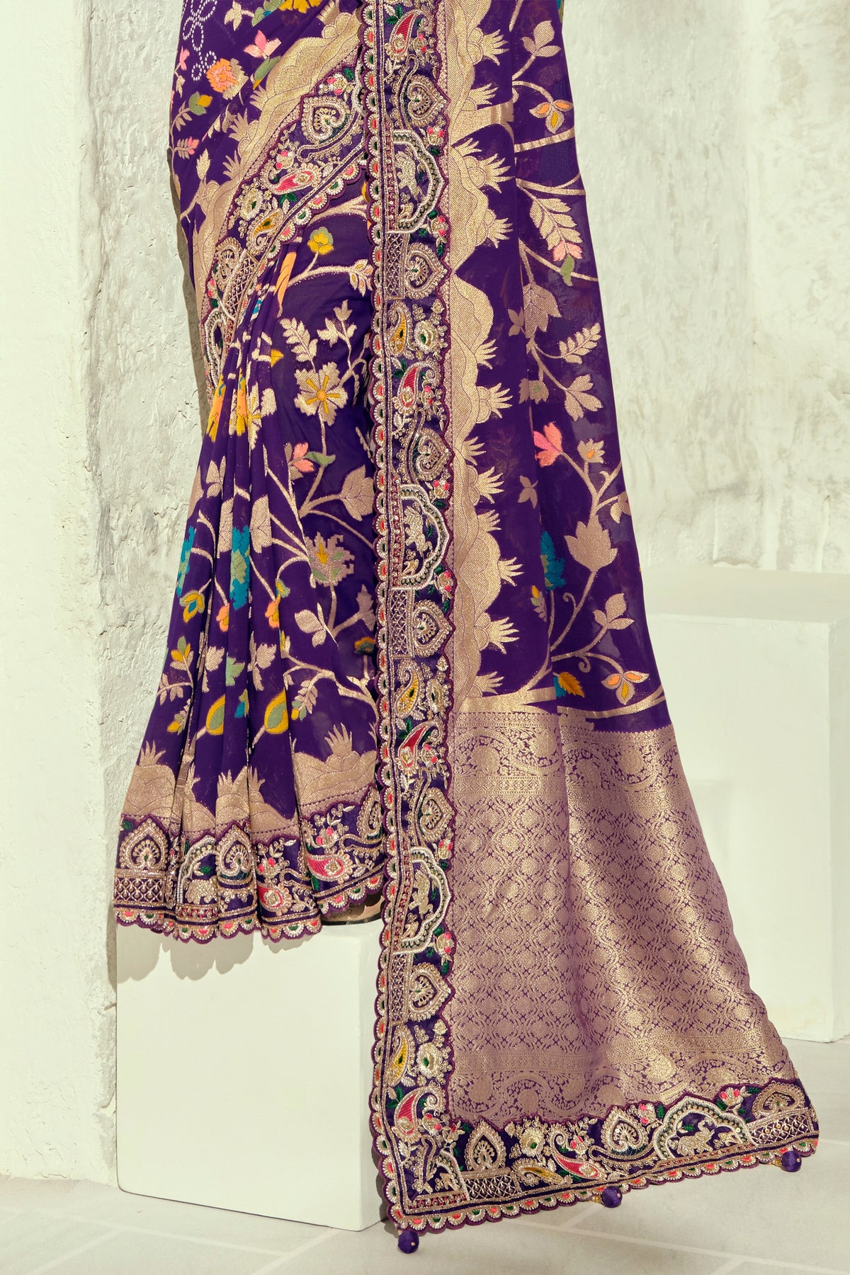 Royal Purple Embroidered Georgette Saree-SAR13392_4_SareeButa.com