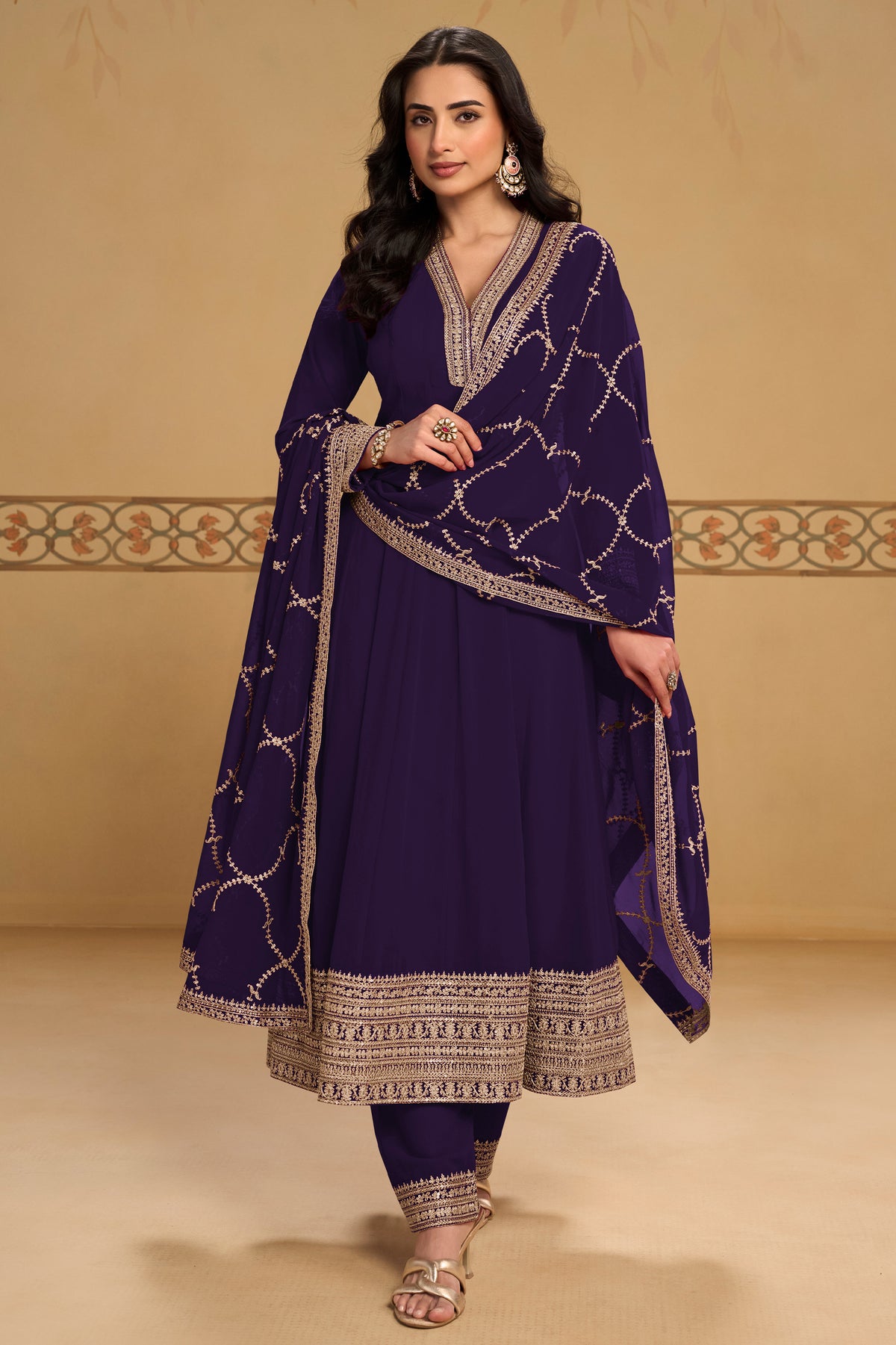 Royal Purple Readymade Georgette Anarkali Suit-SAR13383_1_SareeButa.com
