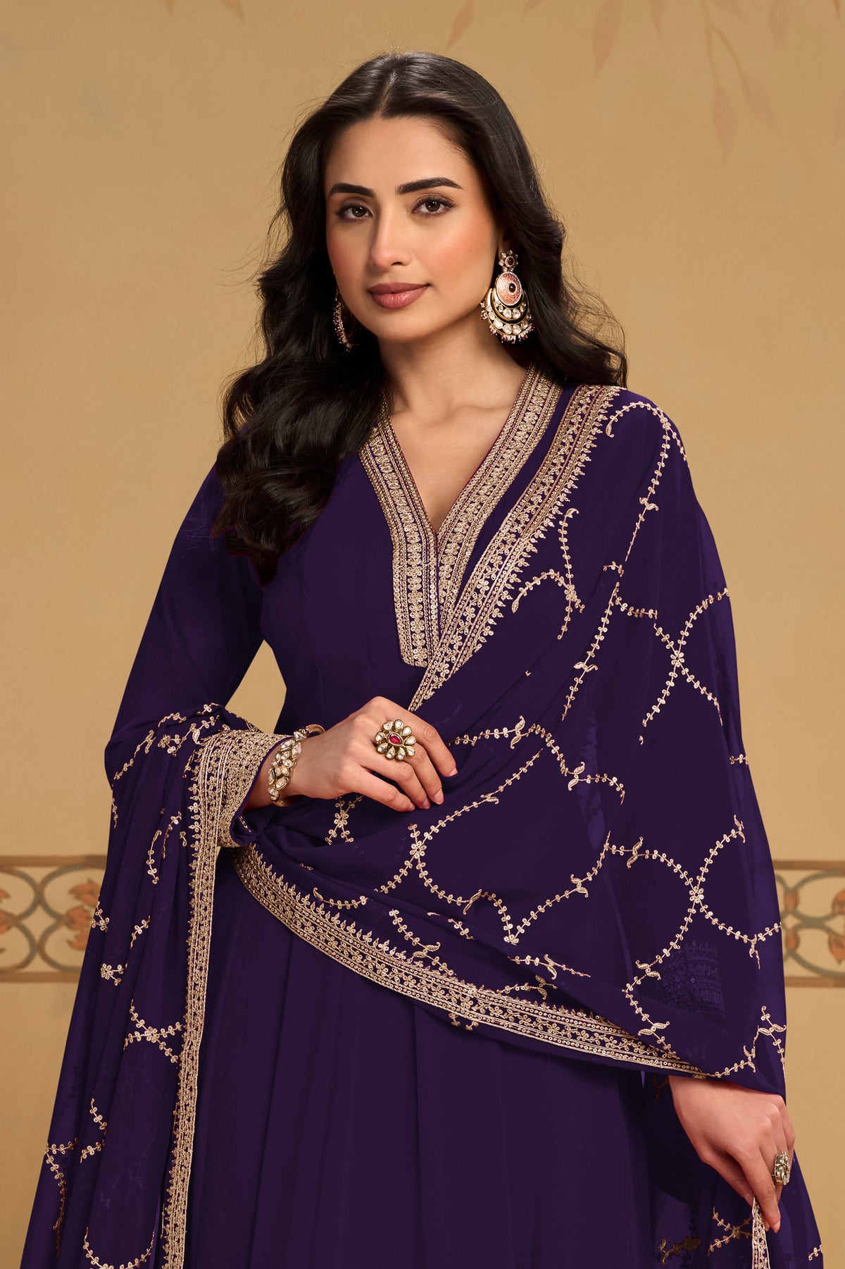 Royal Purple Readymade Georgette Anarkali Suit-SAR13383_3_SareeButa.com