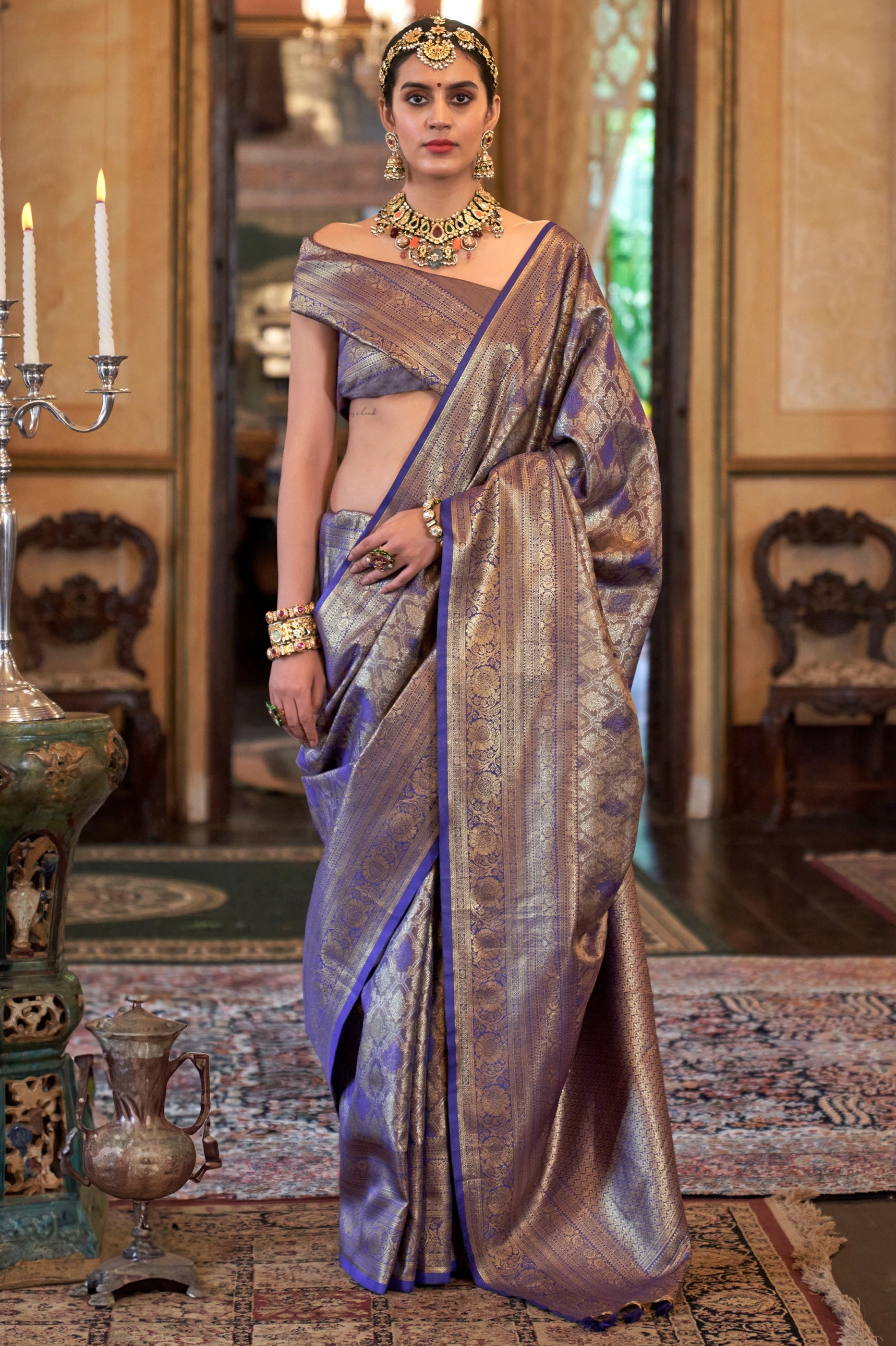 Royal Purple Woven Tissue Silk Saree-SAR11315_1_SareeButa.com