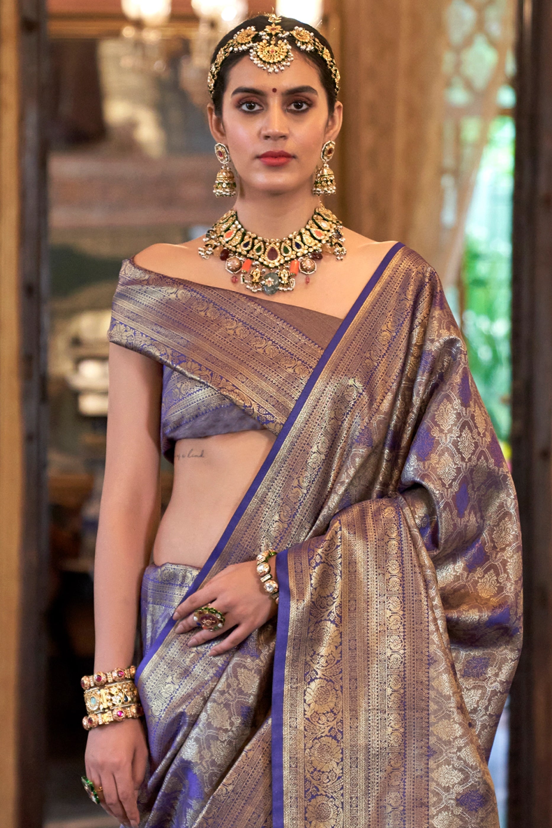 Royal Purple Woven Tissue Silk Saree-SAR11315_3_SareeButa.com