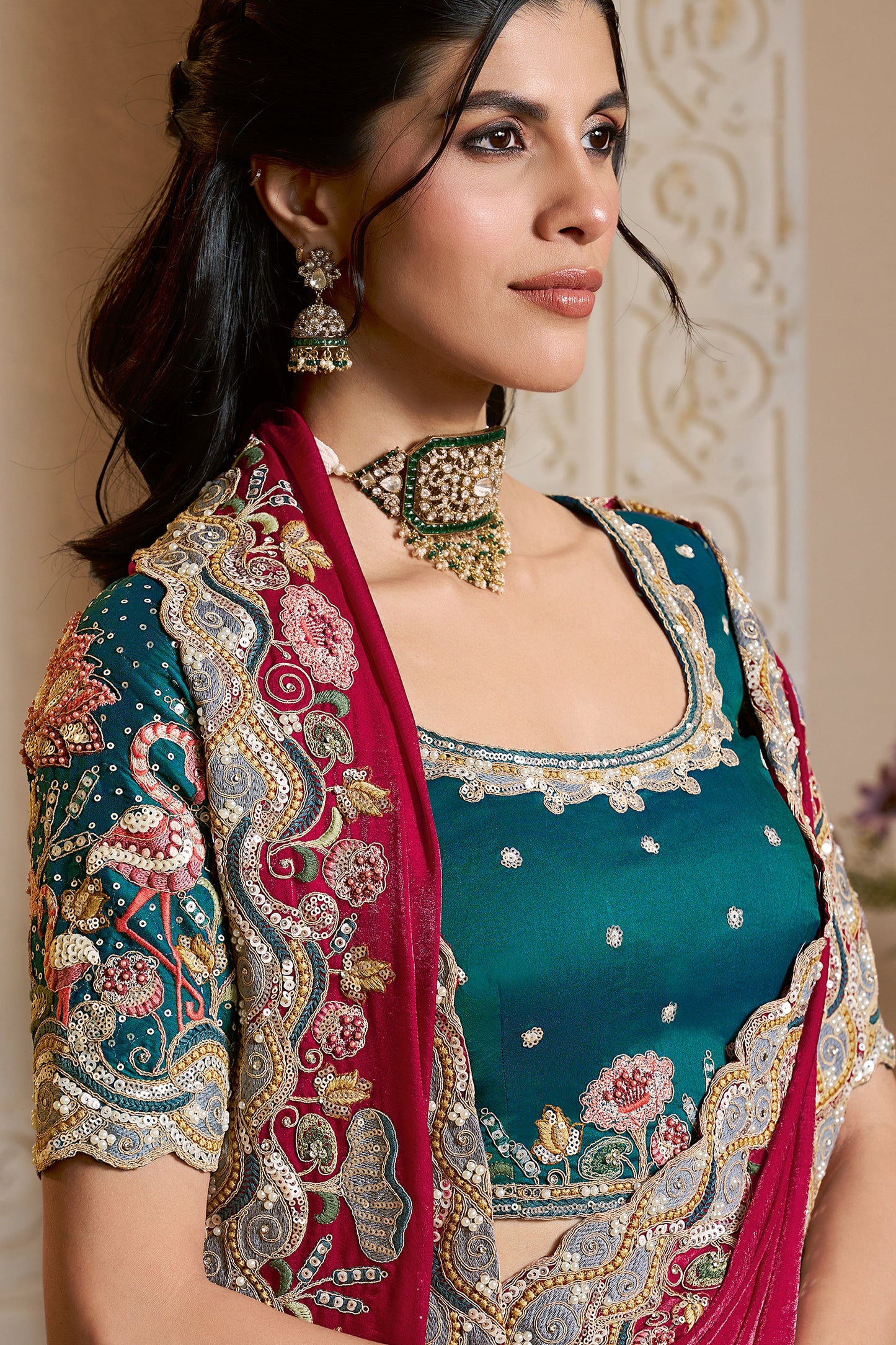 Ruby Pink Embroidered Satin Silk Saree-SAR10872_2_SareeButa.com