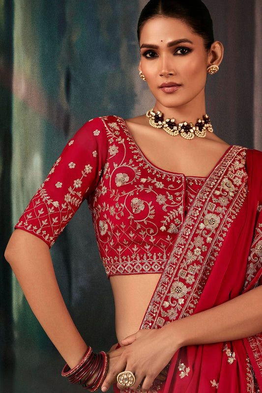 Ruby Red Embroidered Organza Silk Saree-SAR11123_2_SareeButa.com