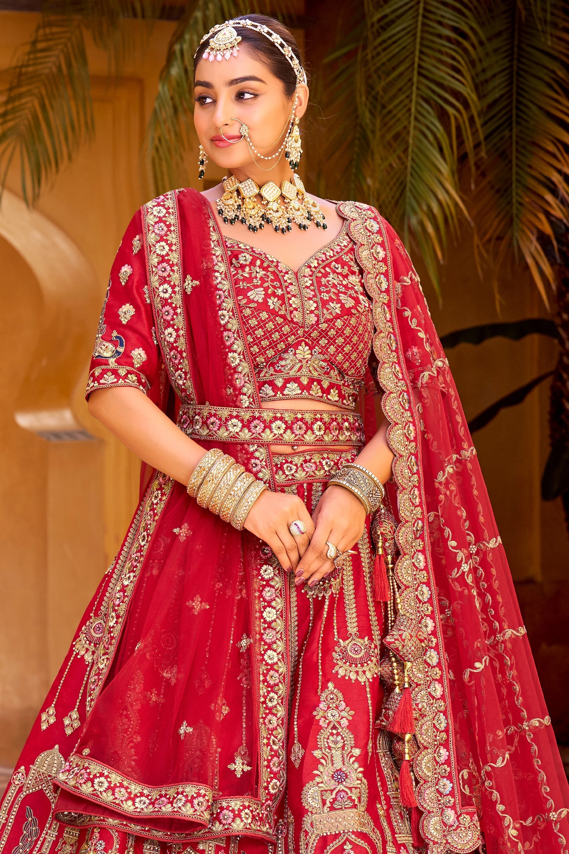 Ruby Red Readymade Heavy Work Silk Lehenga-SAR10459_2_SareeButa.com