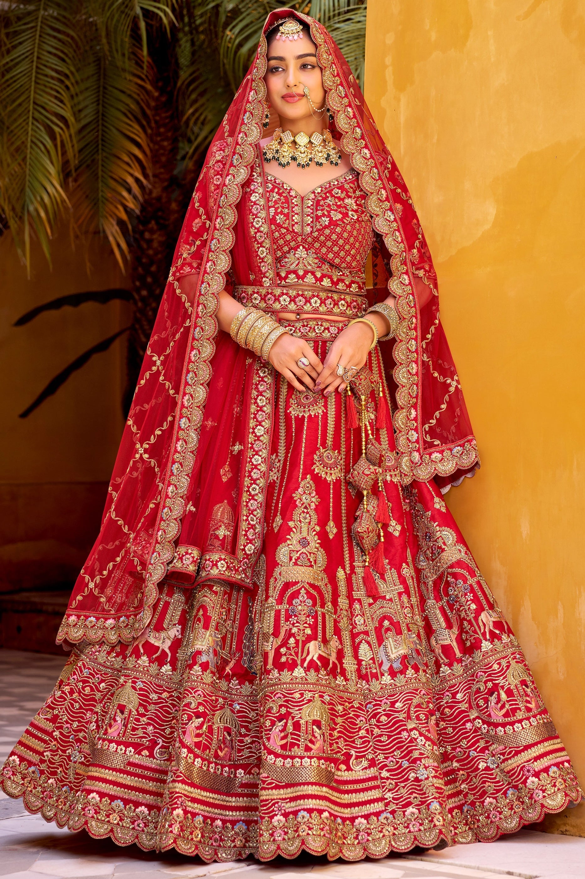 Ruby Red Readymade Heavy Work Silk Lehenga-SAR10459_5_SareeButa.com