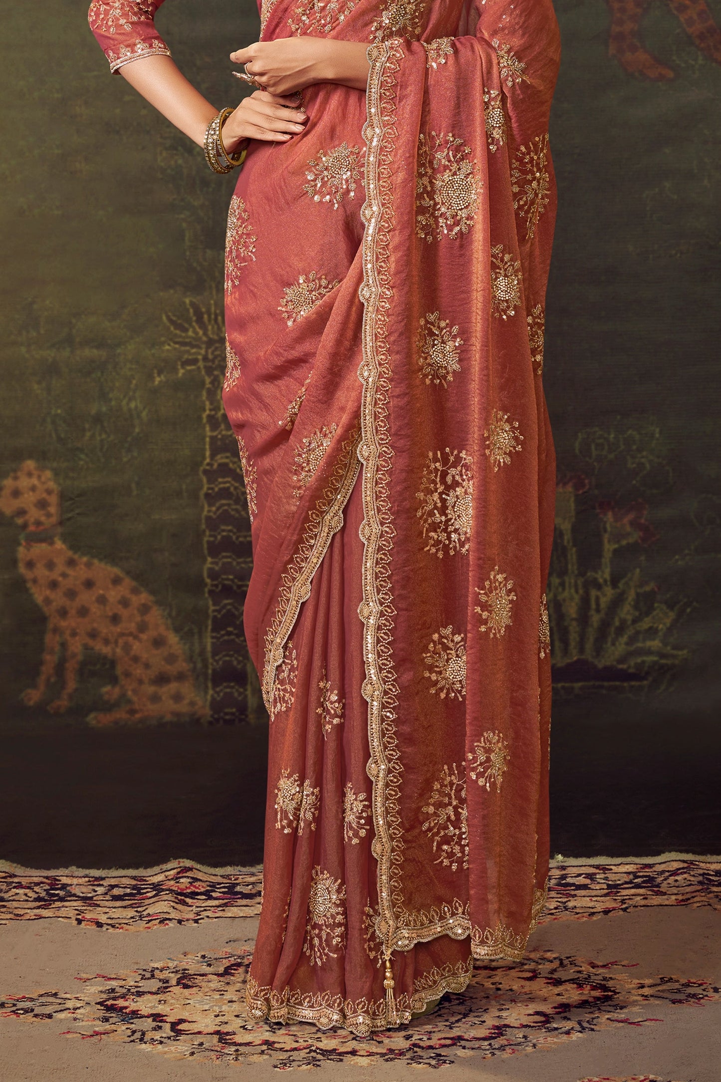 Rust Brown Embroidered Tissue Saree-SAR11175_4_SareeButa.com