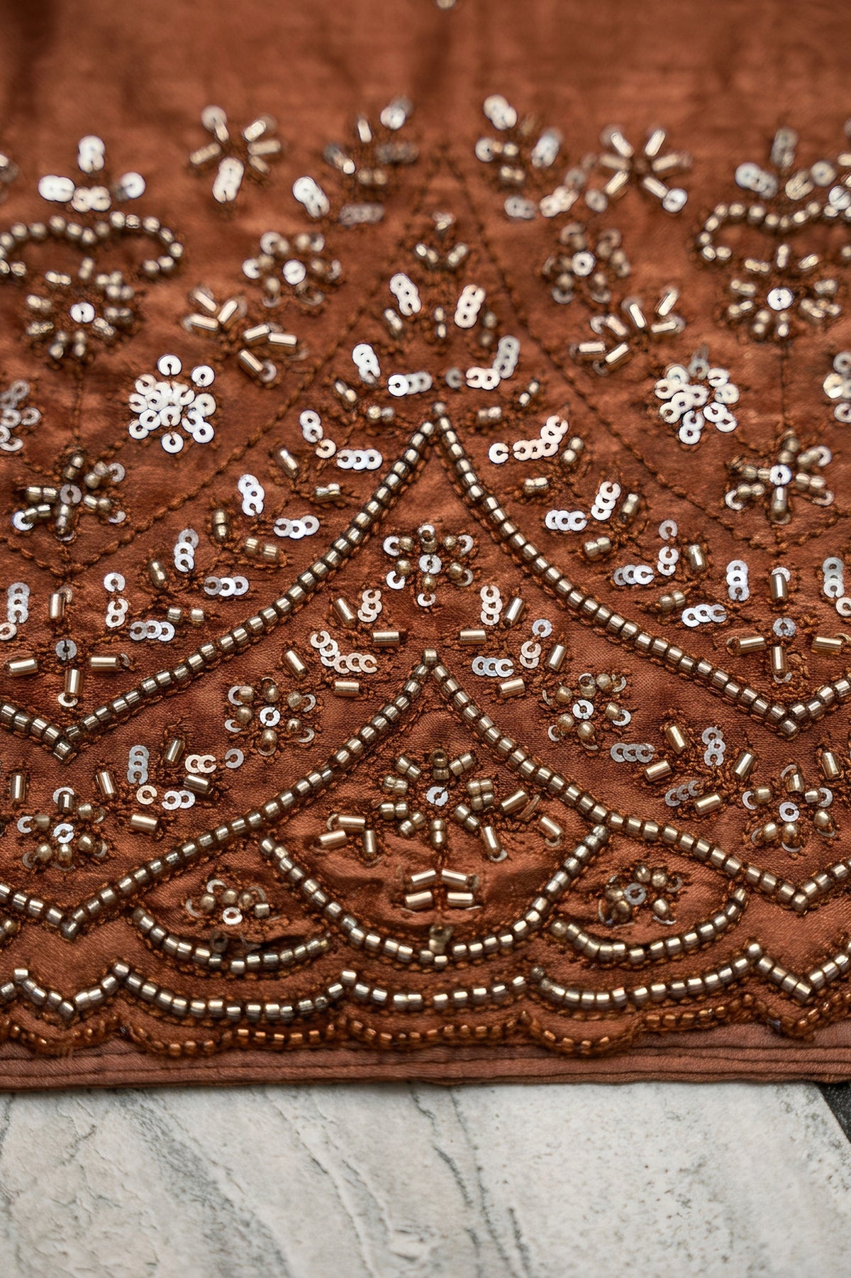 Rust Brown Readymade Bead Work Silk Palazzo Suit-SAR13352_5_SareeButa.com