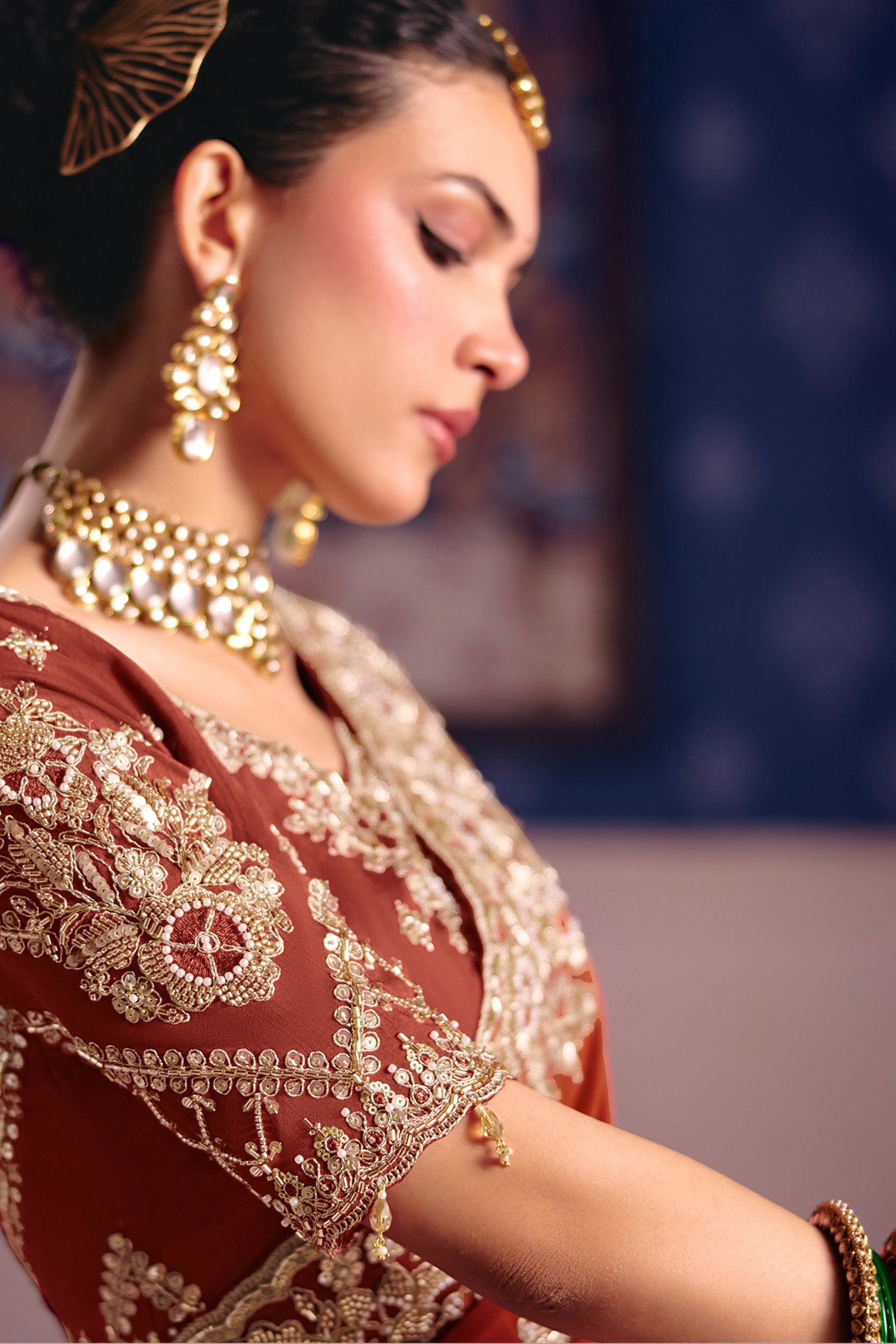 Rust Orange Embroidered Viscose Zari Tissue Saree-SAR12583_3_SareeButa.com