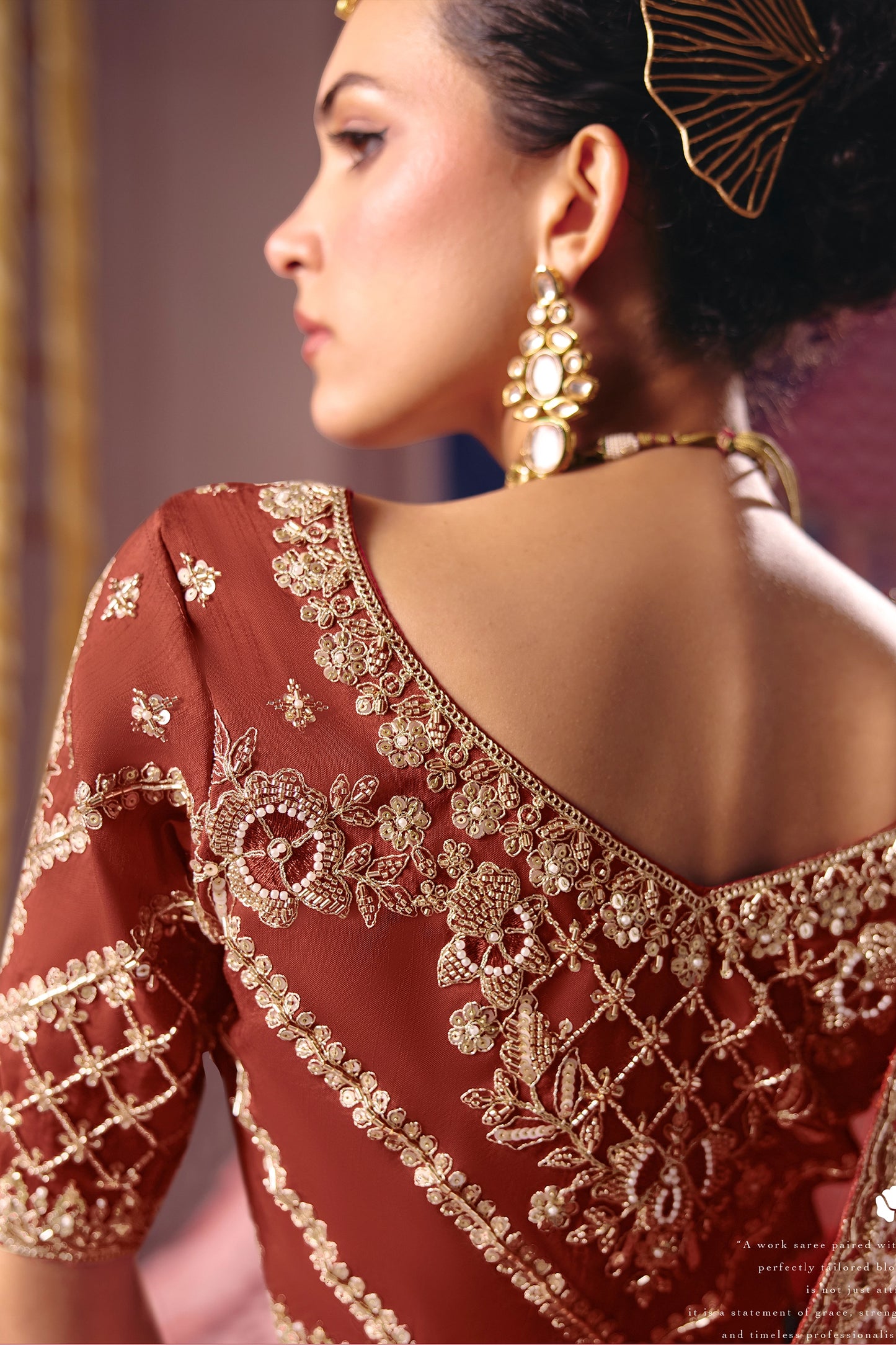 Rust Orange Embroidered Viscose Zari Tissue Saree-SAR12583_4_SareeButa.com