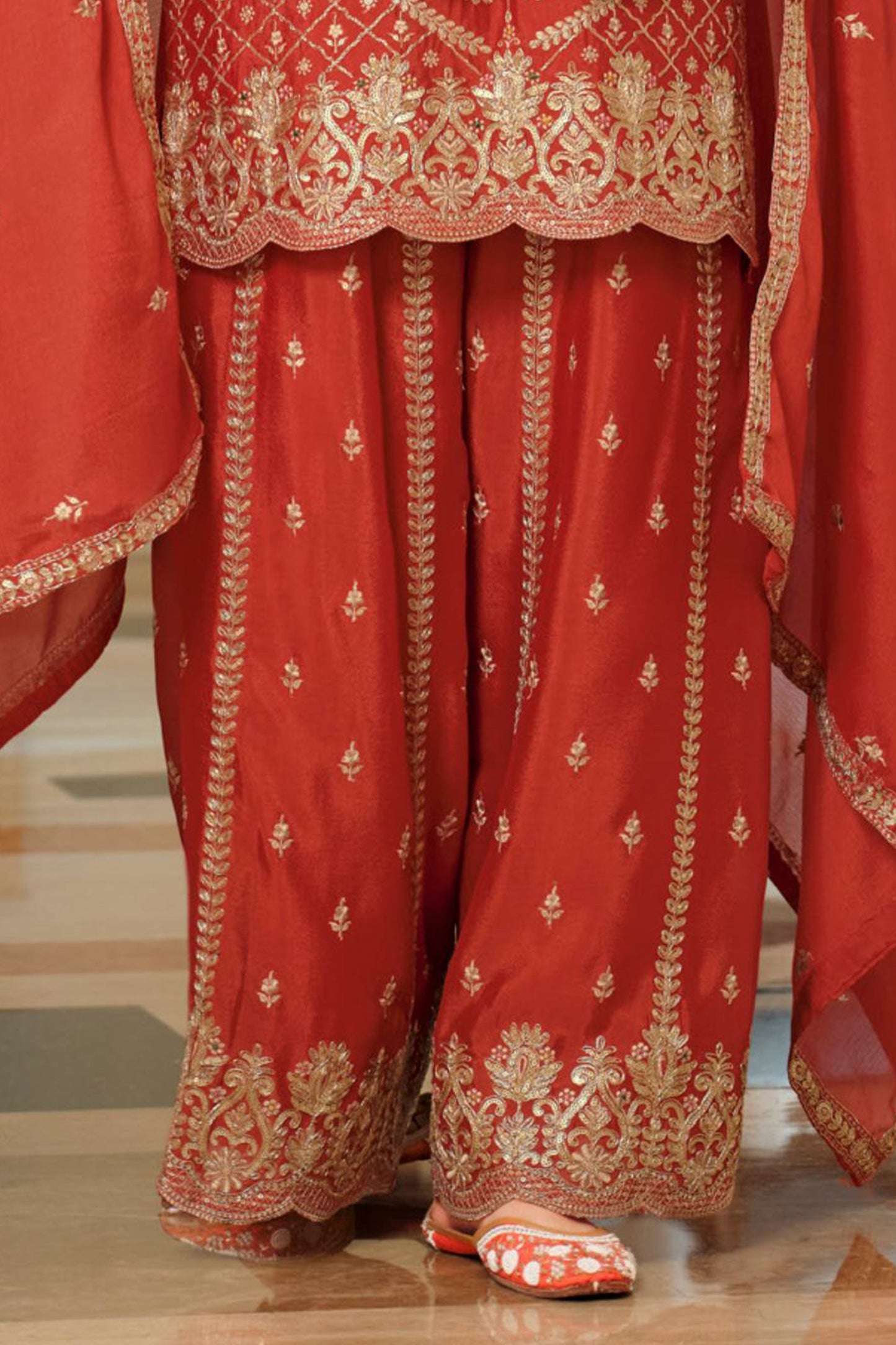 Rust Orange Readymade Embroidered Chinon Palazzo Suit-SAR11992_5_SareeButa.com