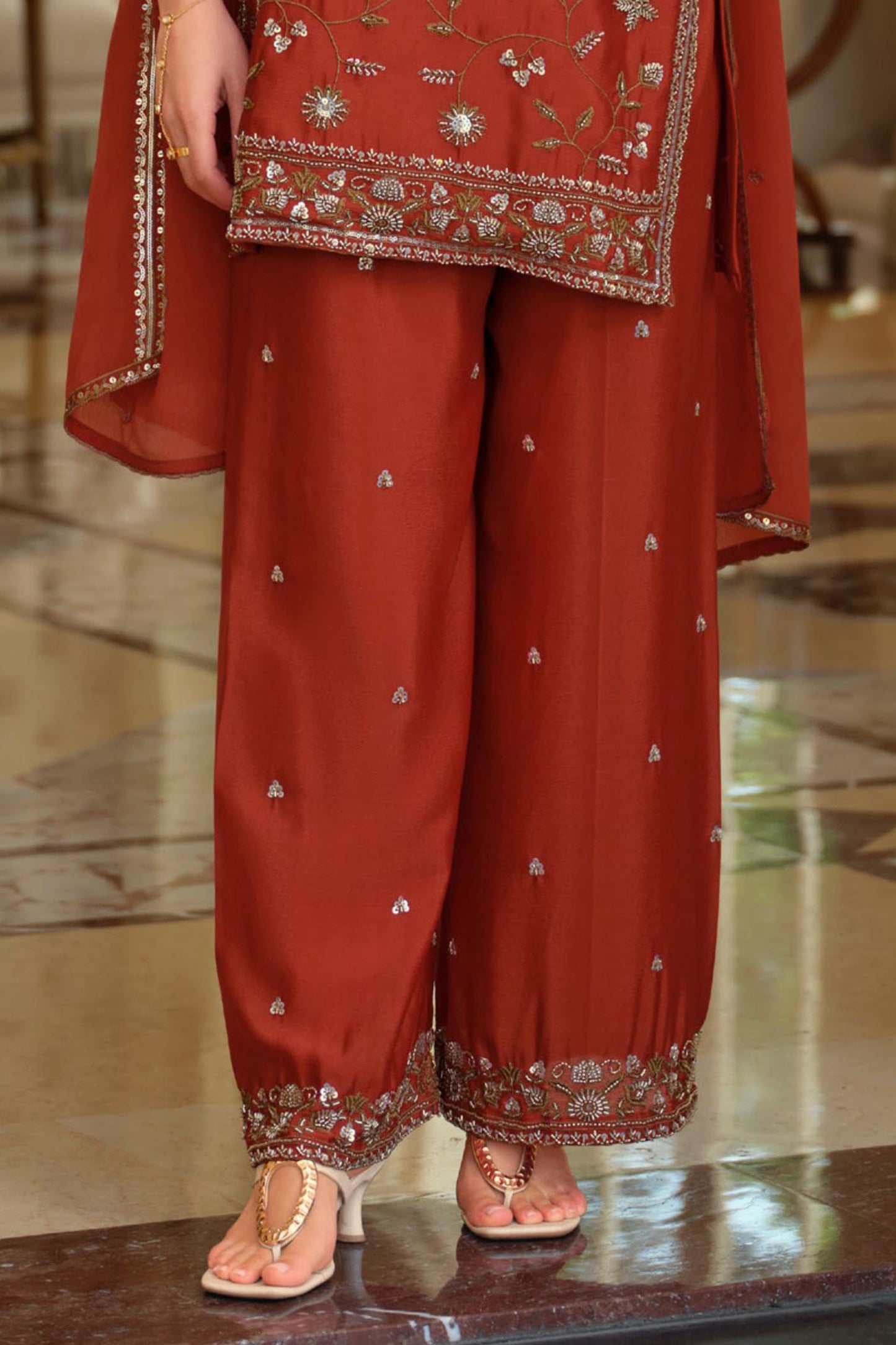 Rust Orange Readymade Embroidered Chinon Suit-SAR12125_5_SareeButa.com