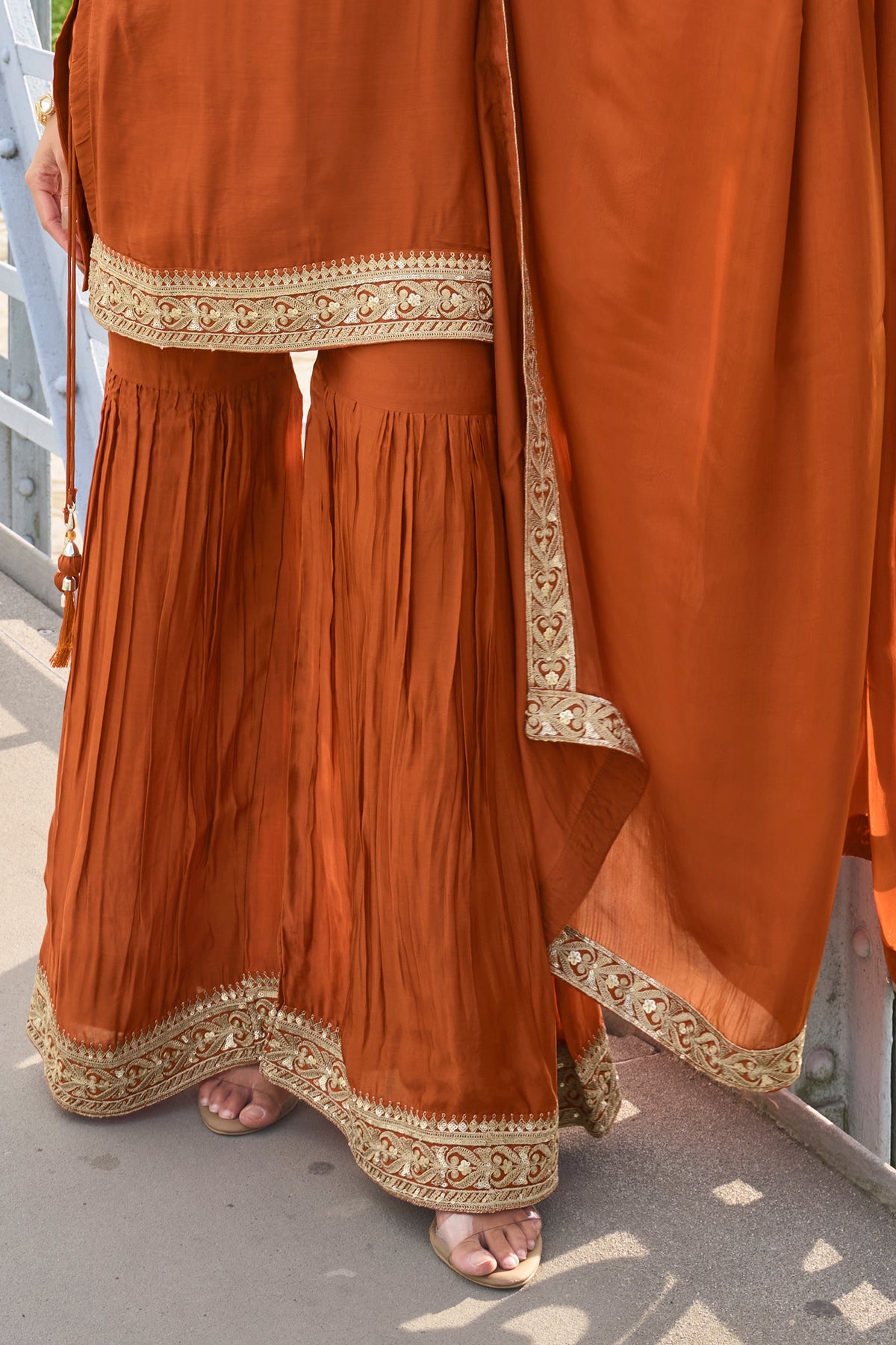 Rust Orange Readymade Embroidered Silk Sharara Suit-SAR13387_4_SareeButa.com