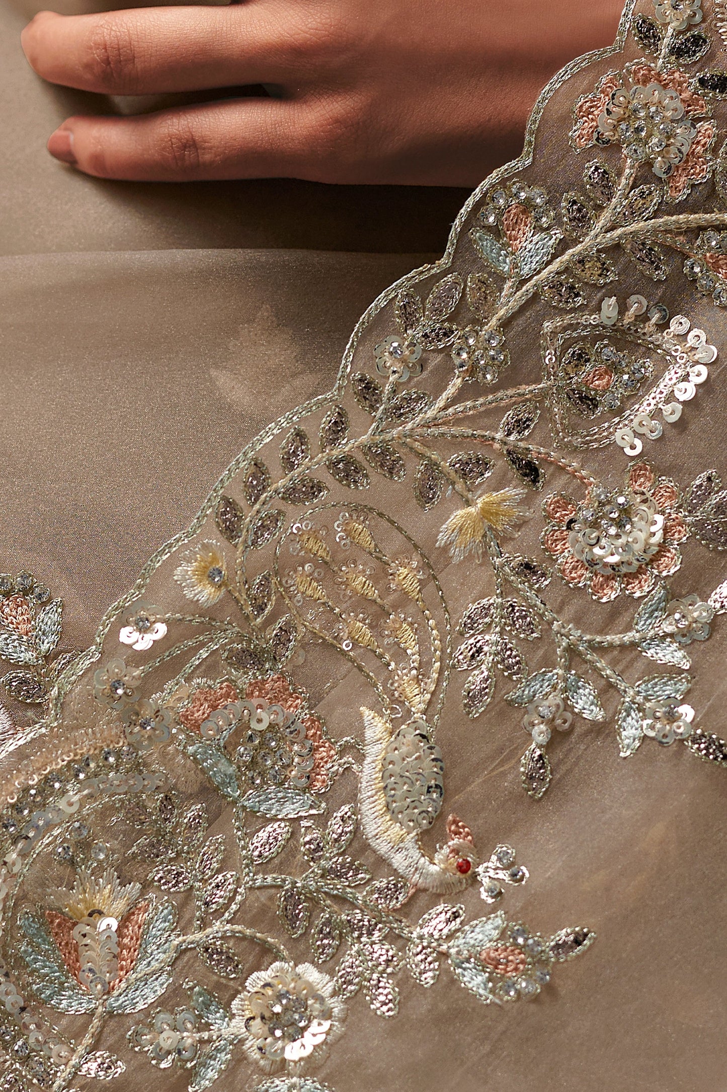 Safari Beige Embroidered Organza Saree-SAR10555_5_SareeButa.com